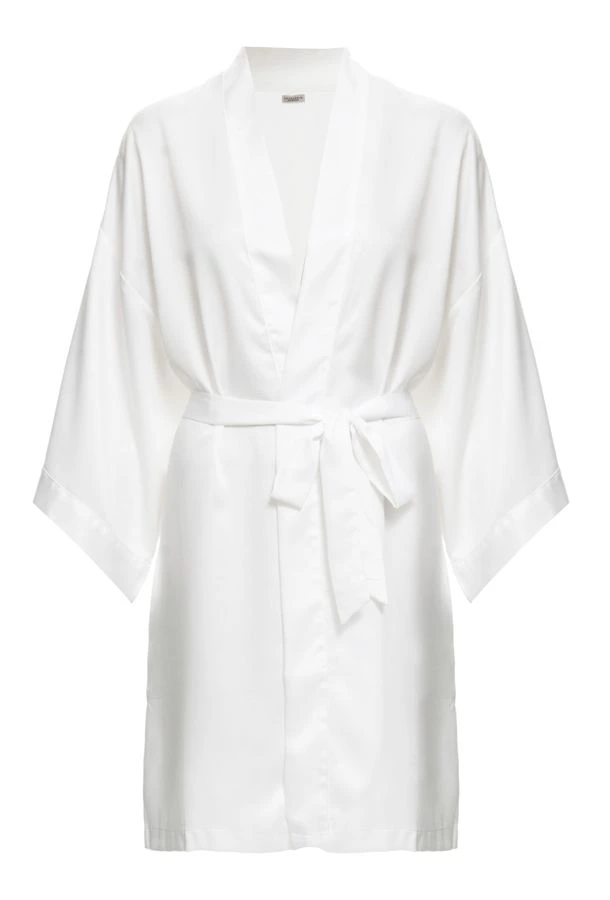 Robe Curto Manga Longa Cetim Bella Luna Off White