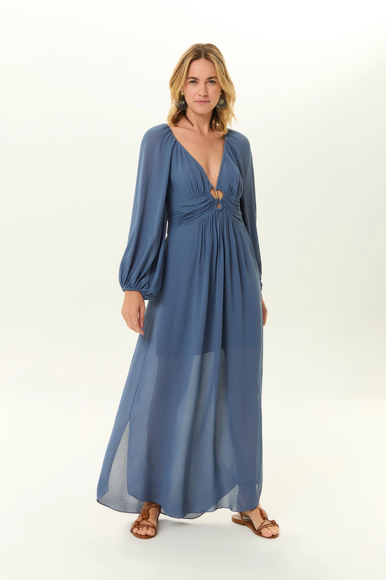Vestido Midi Ggt Vazado Metais
