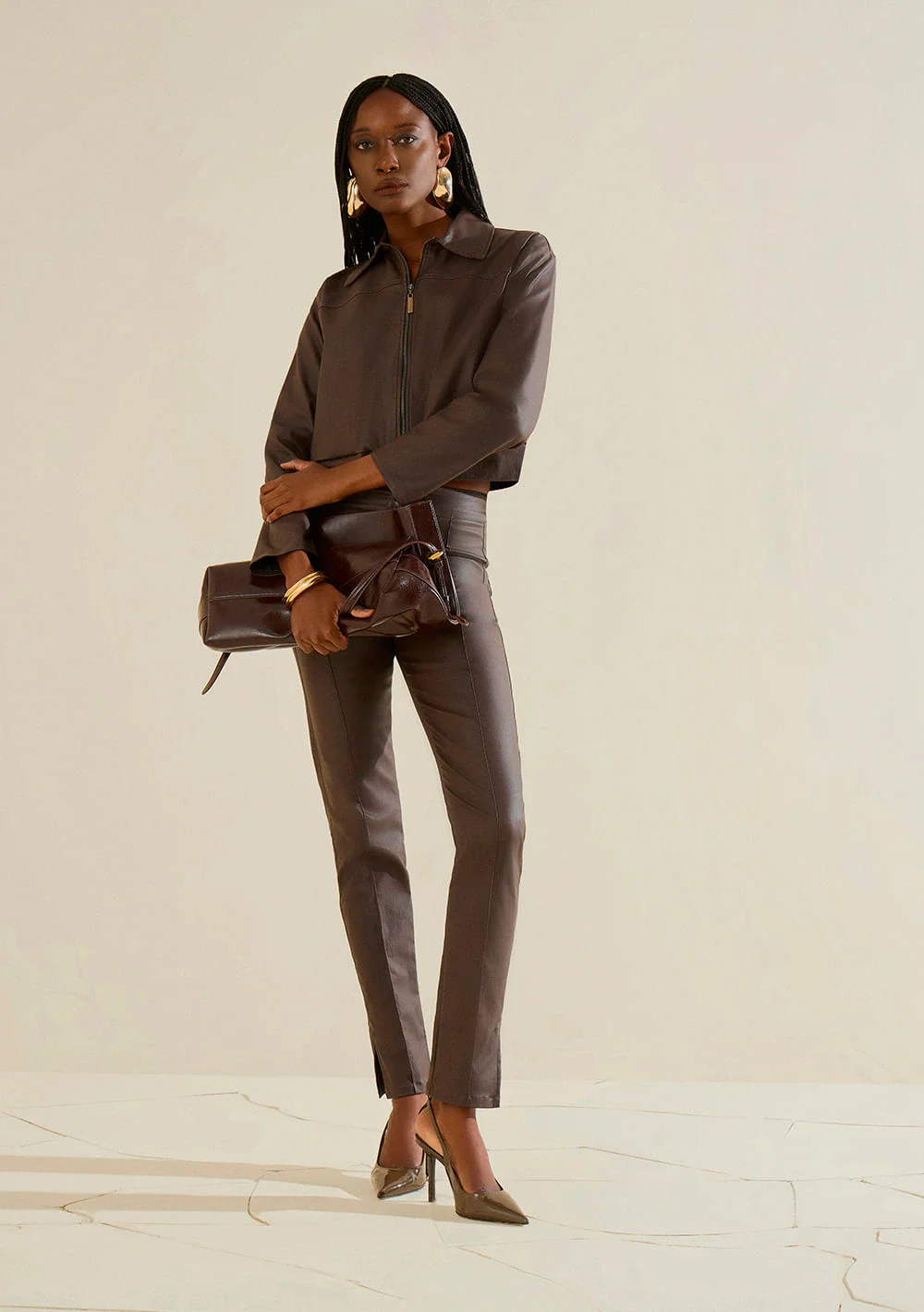 Calça Morena Rosa Skinny Alta Marrom