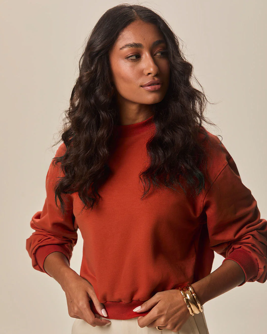 Blusão Básico Feminino Cropped Em Moletom Stretch Flanelado