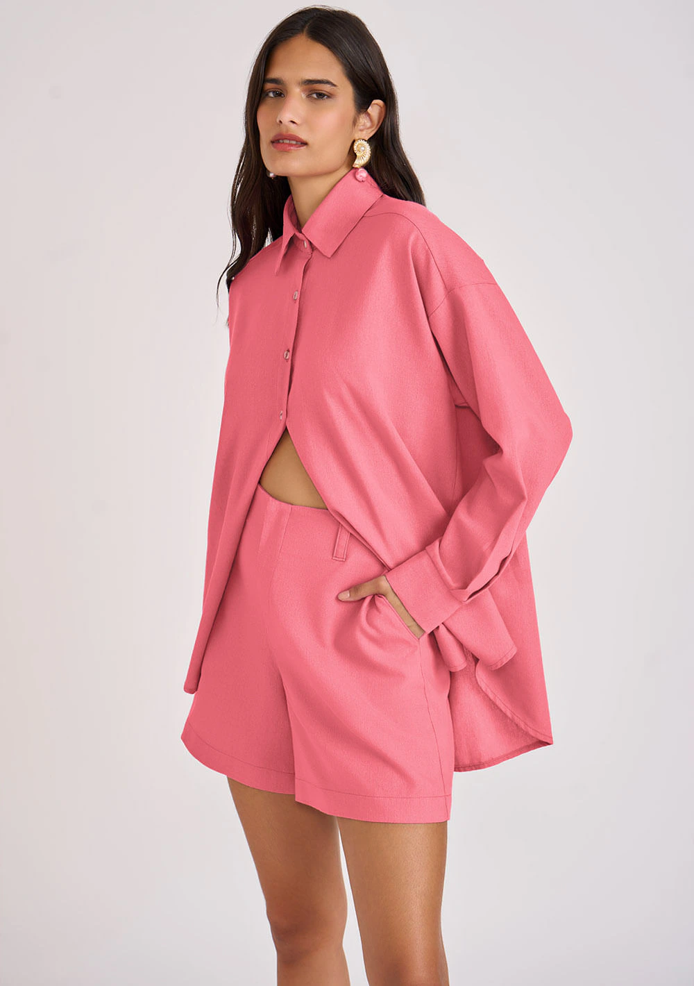 Shorts Zinco Reto Alta Rosa