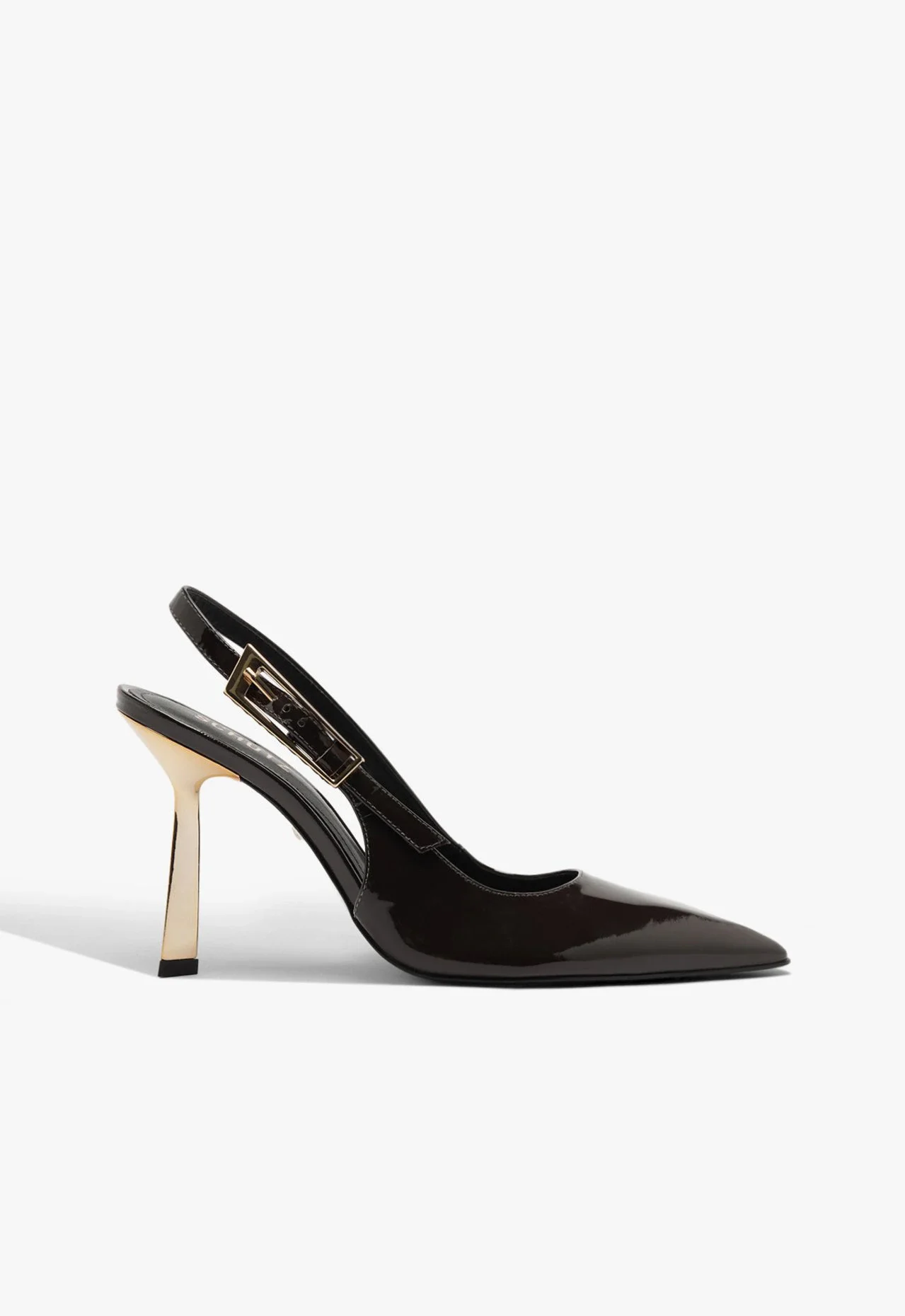 Scarpin Slingback Boss Couro Marrom Escuro
