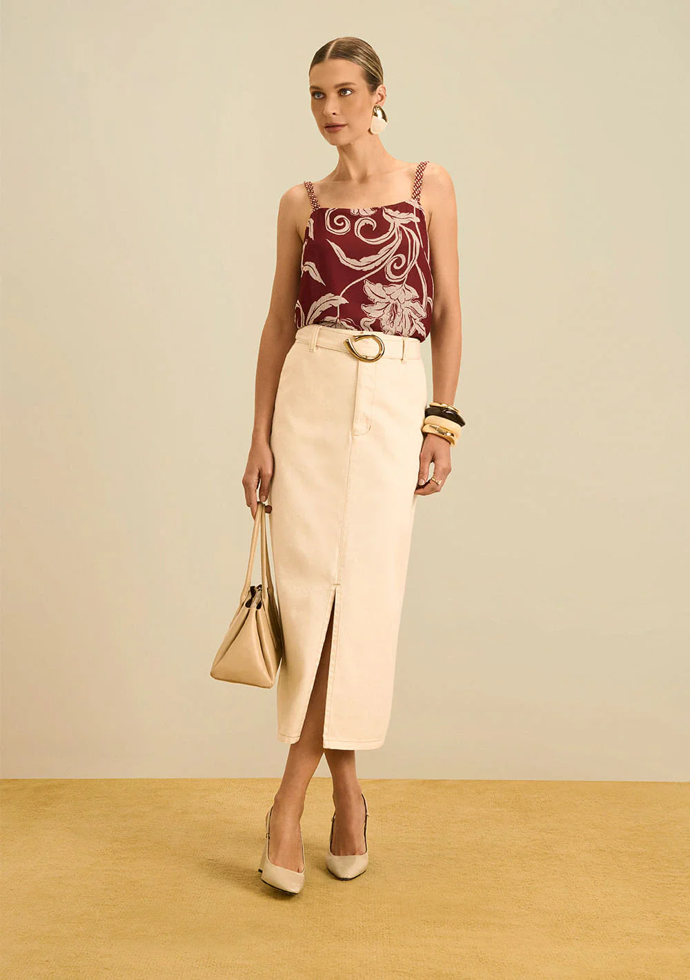 Saia Maria.Valentina Reta Alta Midi Off White