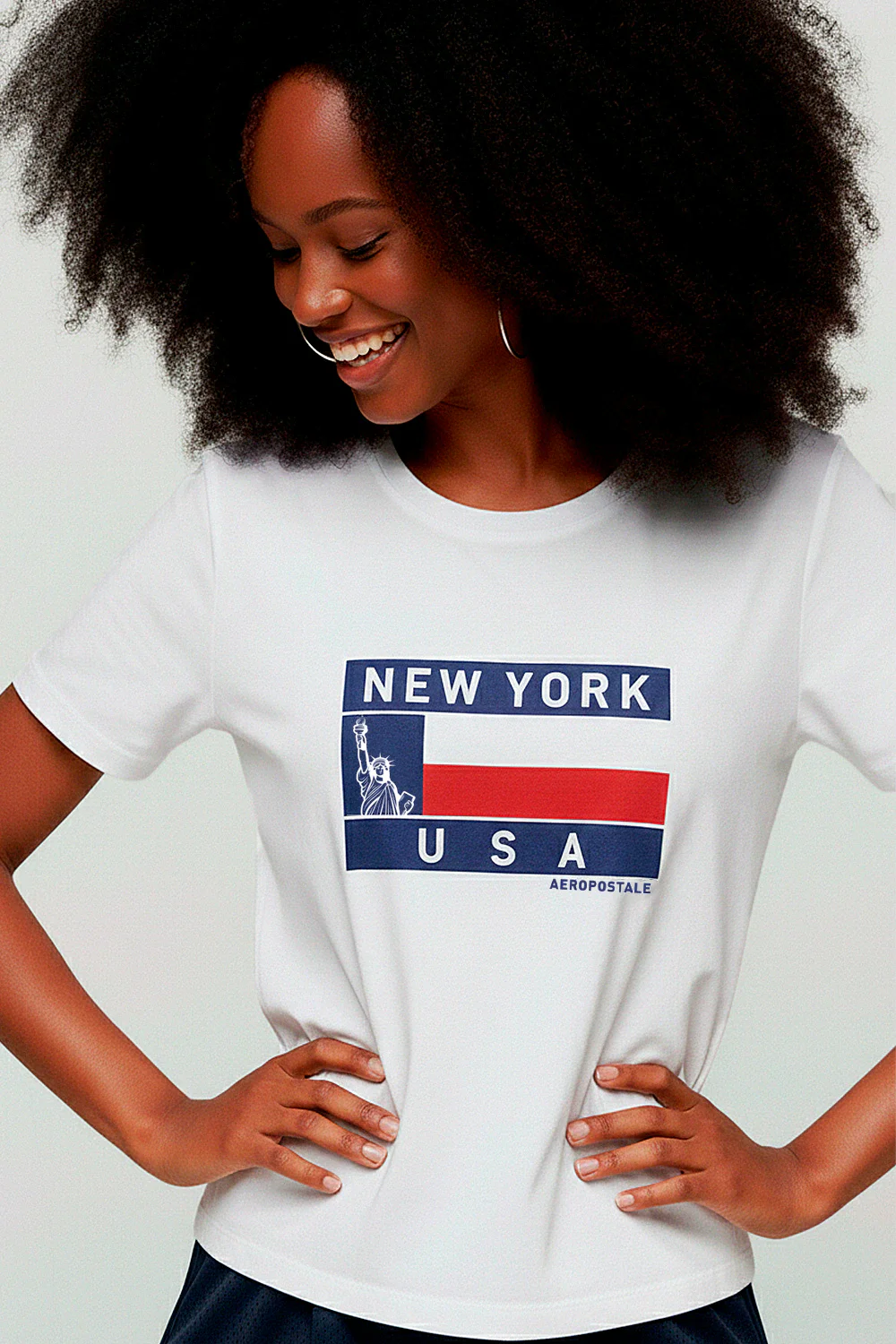 Camiseta Manga Curta Feminina Silkada Aéropostale BRANCO