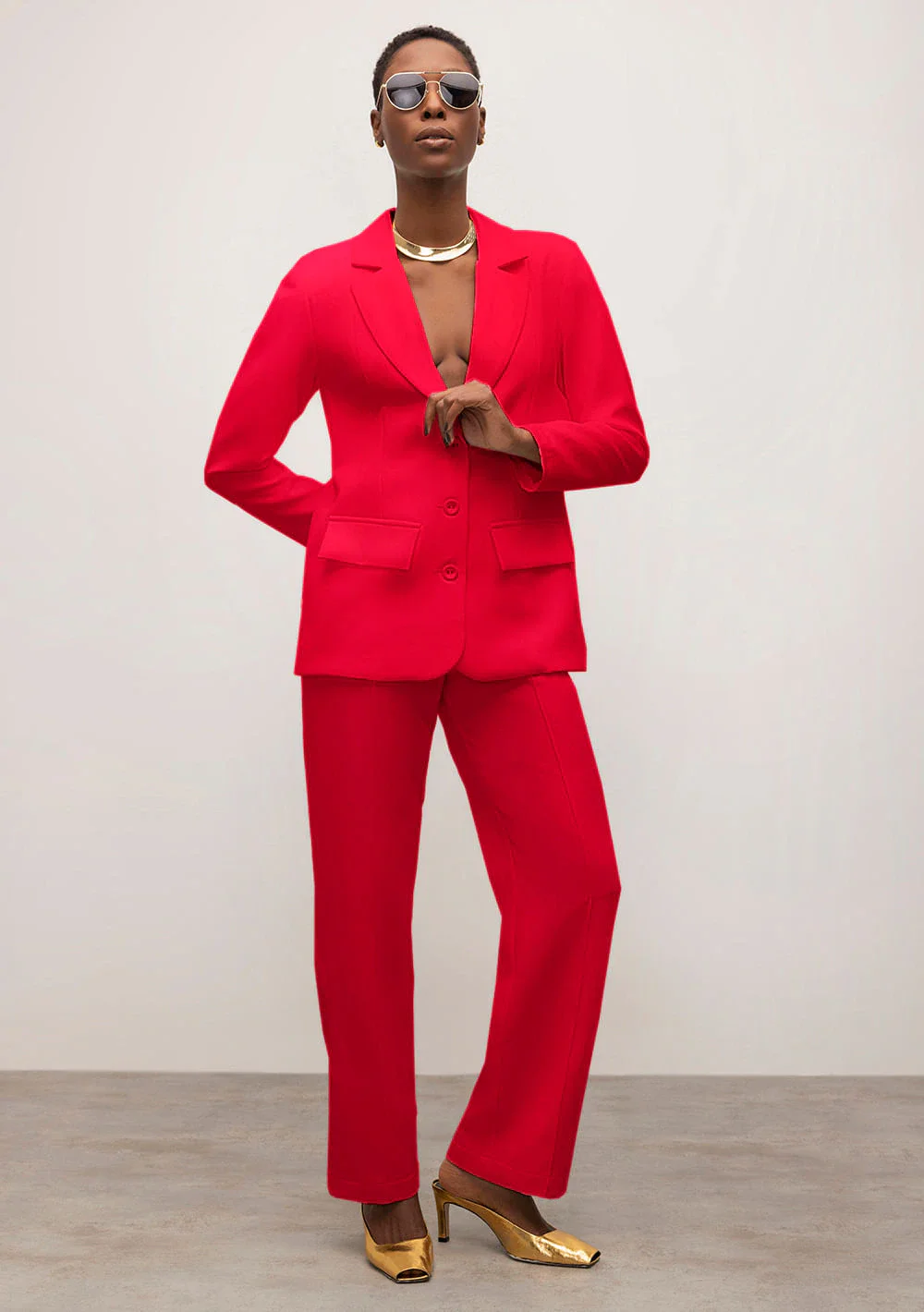 Blazer Iódice Alongado Com Botões Vermelho