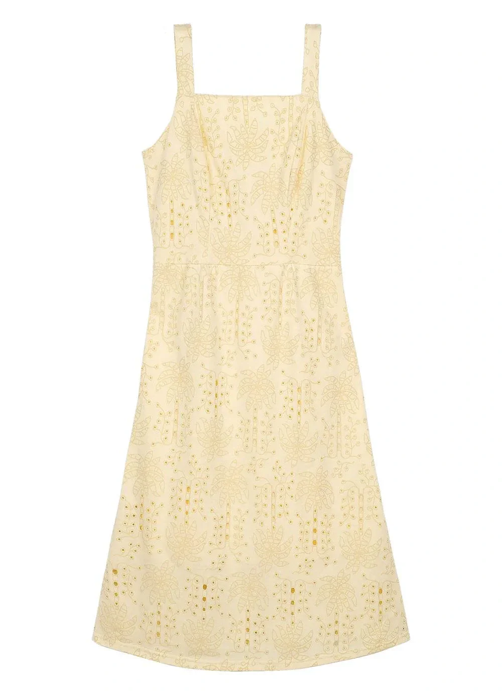 Marialícia - Vestido Feminino Midi Tropical Devorê Amarelo