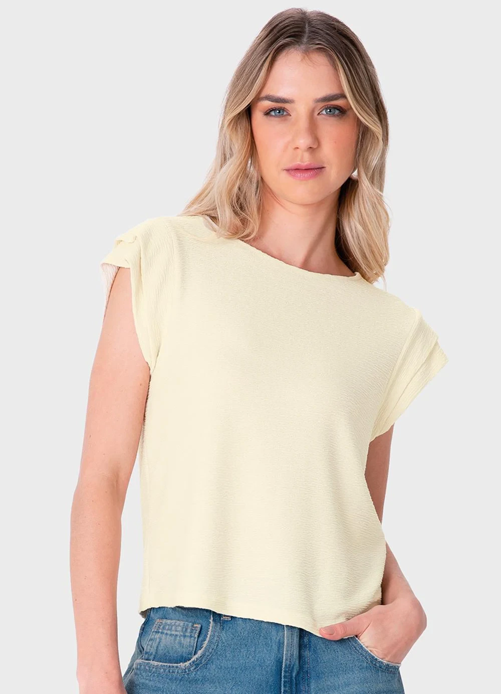 Enfim - Blusa Muscle Tee Texturizada Off White