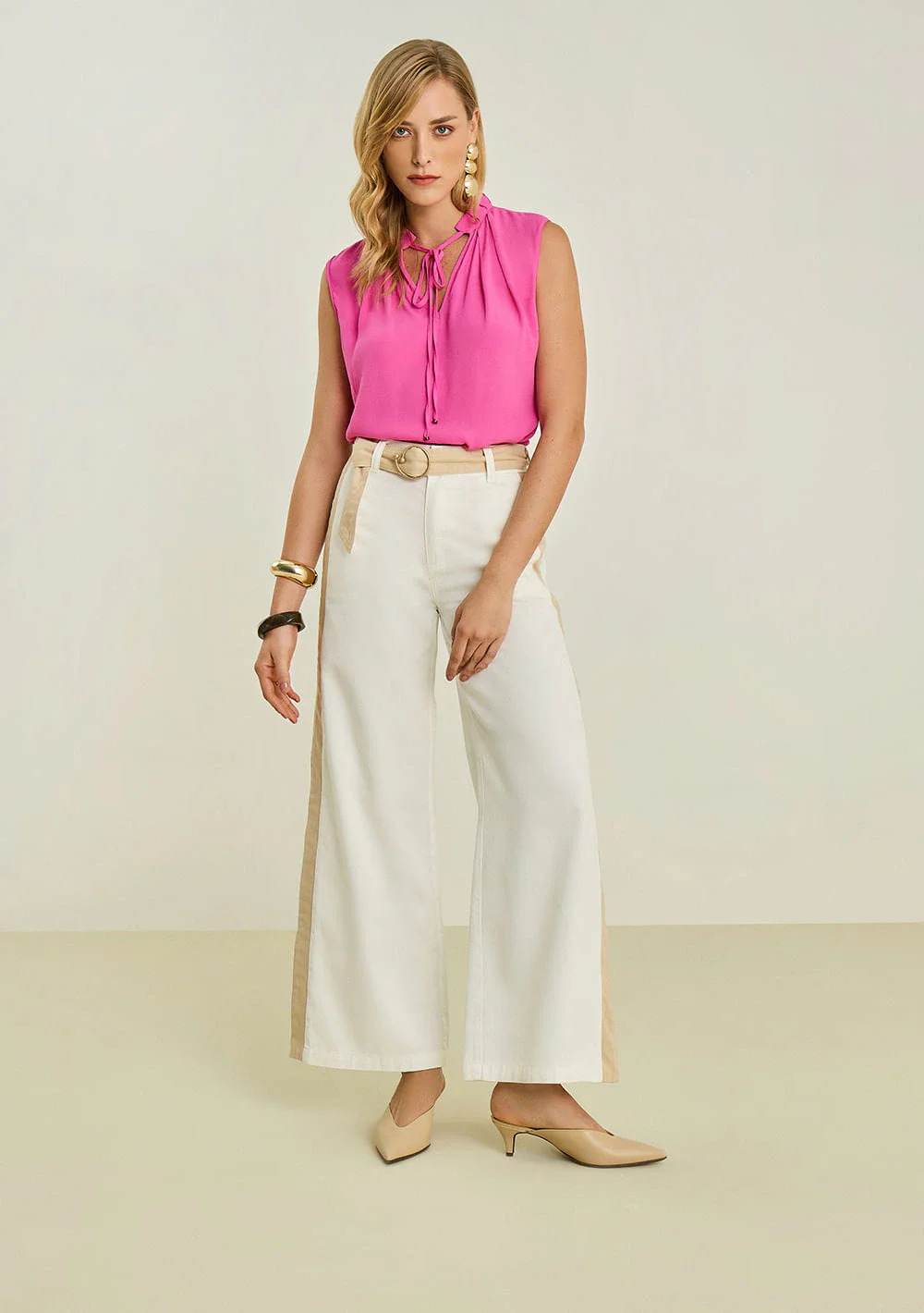 Calça Maria.Valentina Pantalona Alta Off White