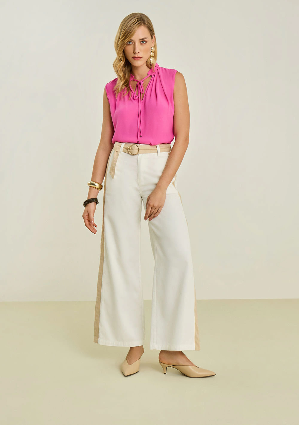 Calça Maria.Valentina Pantalona Alta Off White