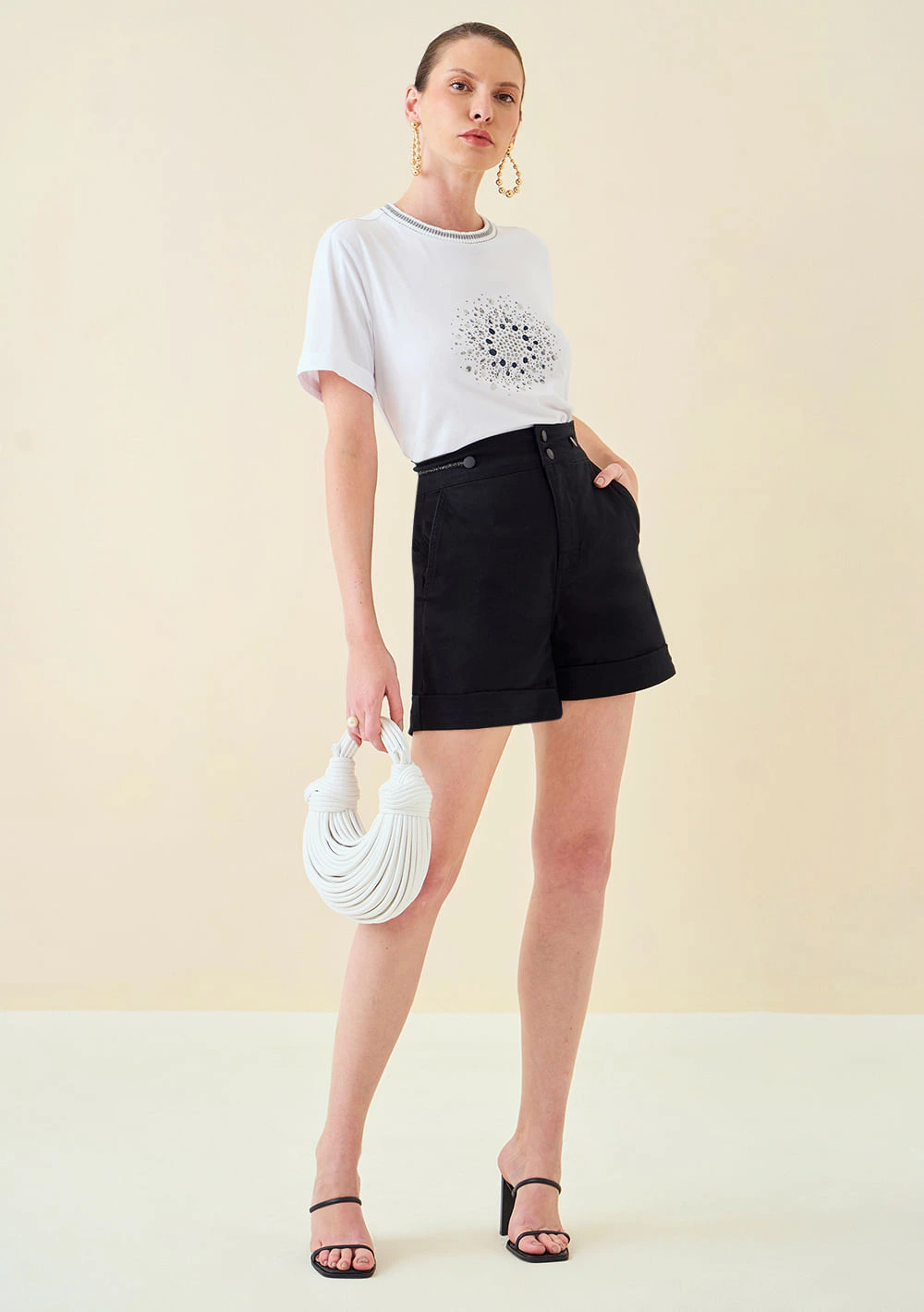 Shorts Maria.Valentina Reto Alta Preto