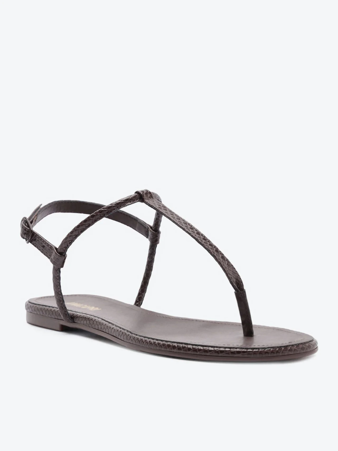 Sandália Rasteira Slim Textura Marrom