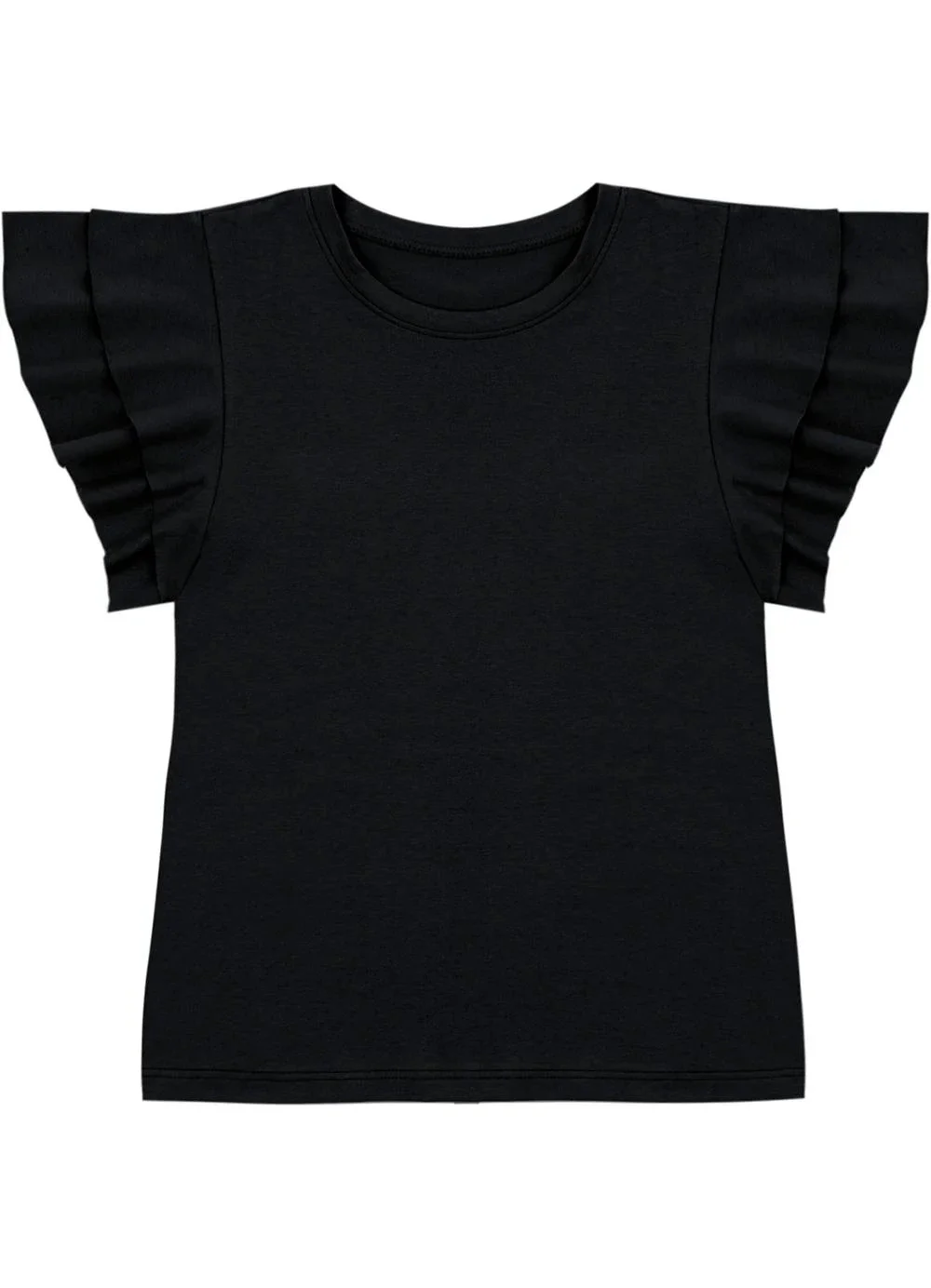 Malwee - Blusa Babados Malha Linho Preto