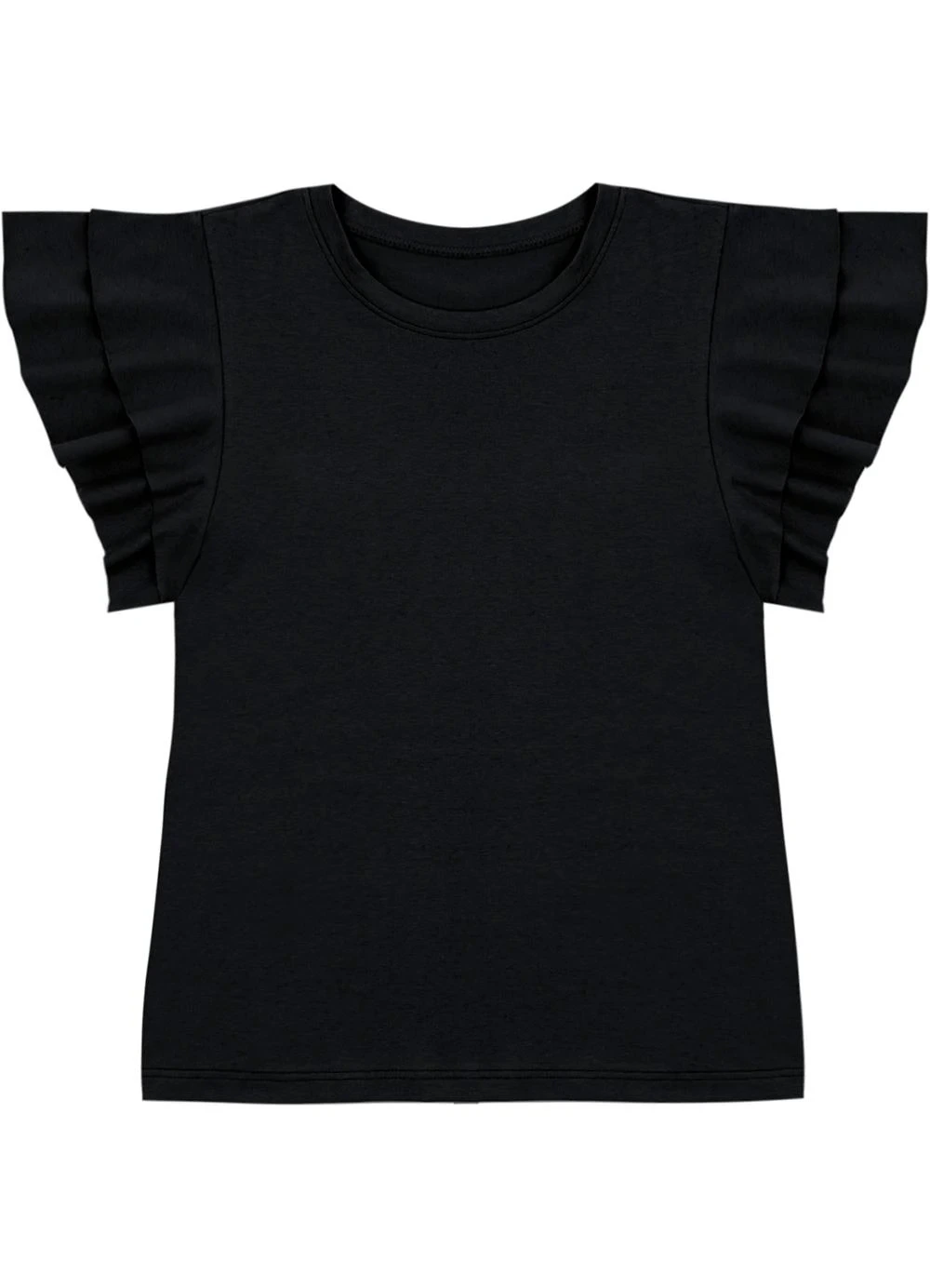 Malwee - Blusa Babados Malha Linho Preto