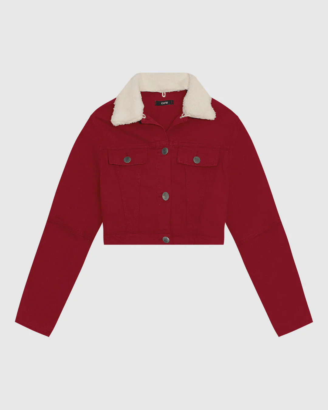 Jaqueta Cropped Feminina Gola Pelo Removível Em Sarja Com Elastano - ENFIM