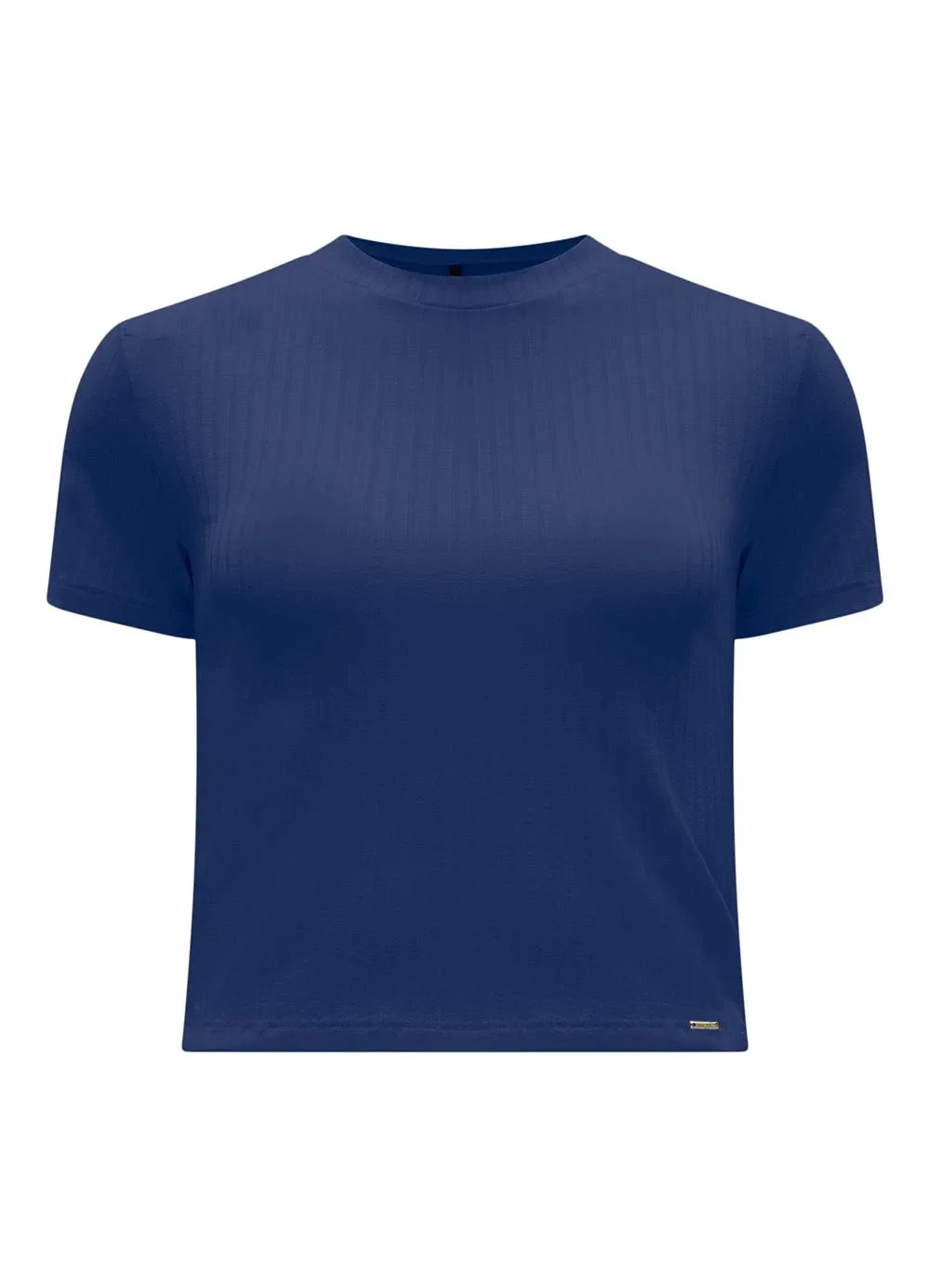 Lunender - Blusa Cropped em Malha Canelada Azul