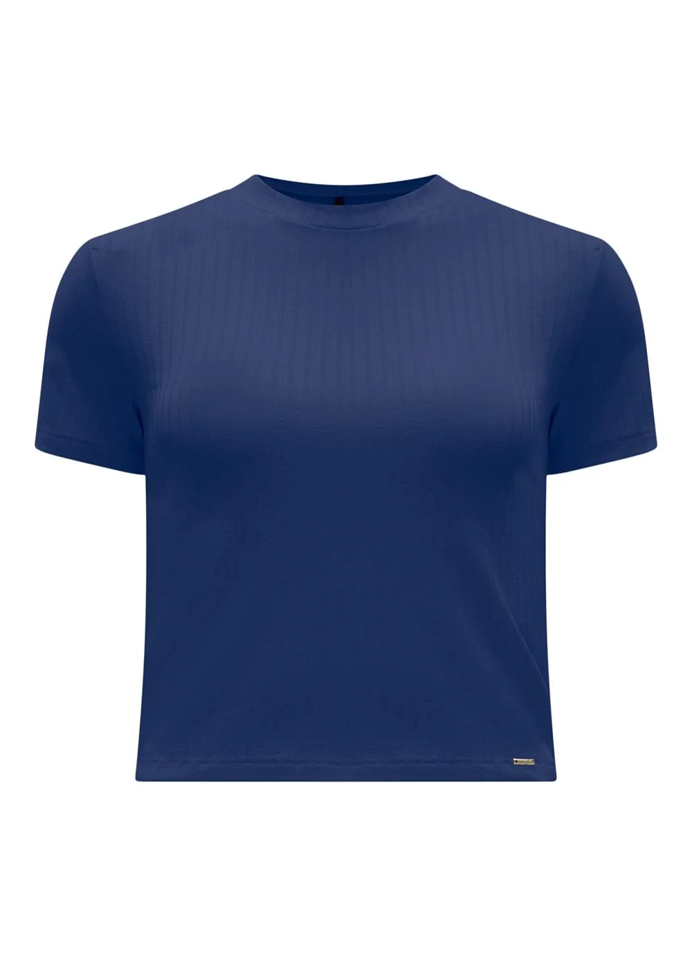 Lunender - Blusa Cropped em Malha Canelada Azul