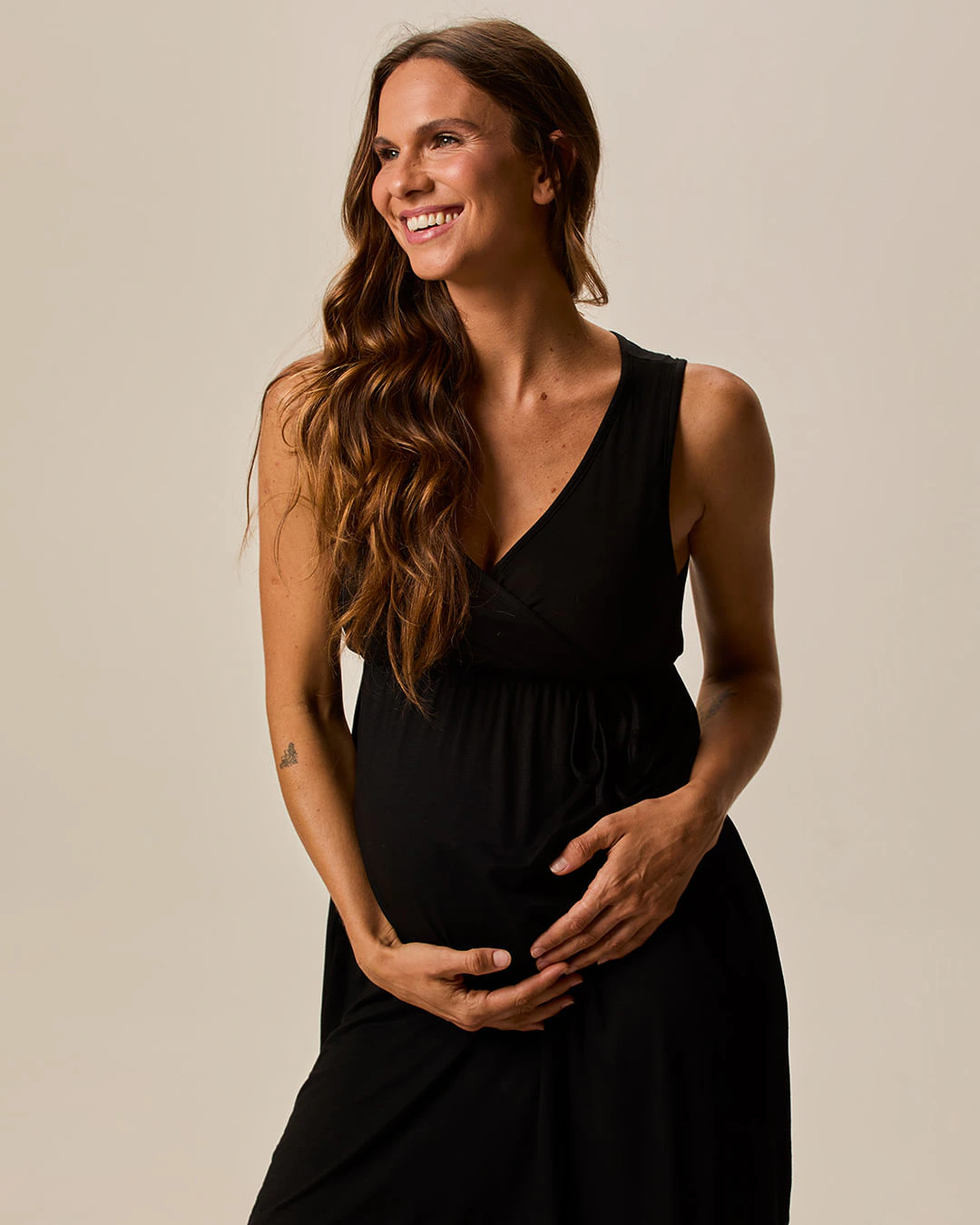 Camisola Feminina Gestante Decote V Transpassado Em Viscose Stretch