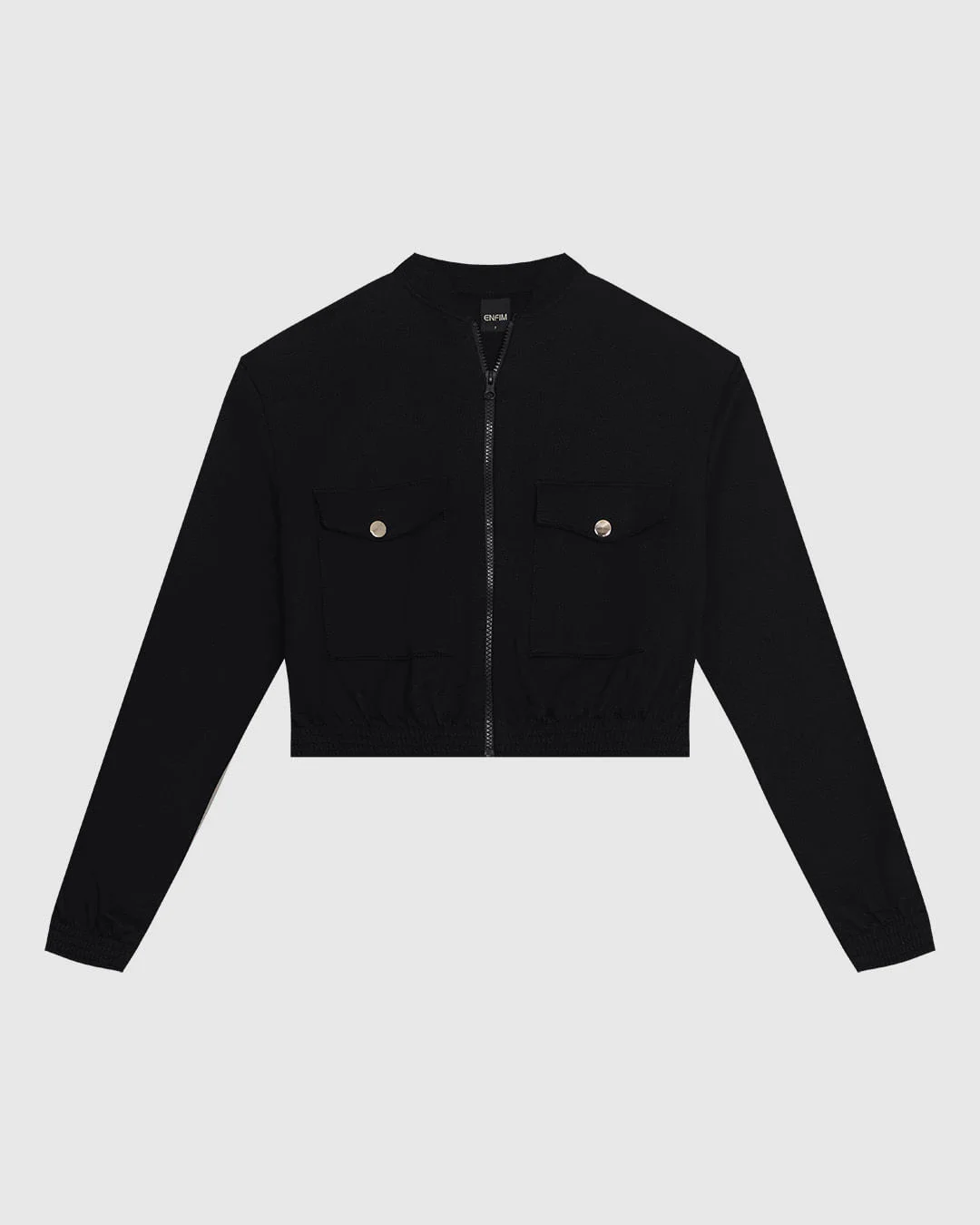 Jaqueta Bomber Feminina Bolso Com Lapela Em Moletom Flanelado - ENFIM