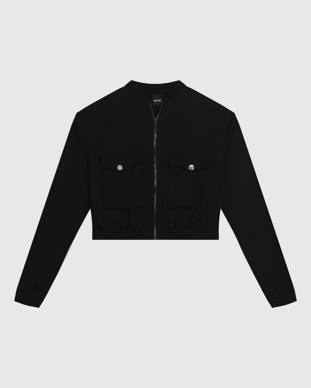 Jaqueta Bomber Feminina Bolso Com Lapela Em Moletom Flanelado - ENFIM