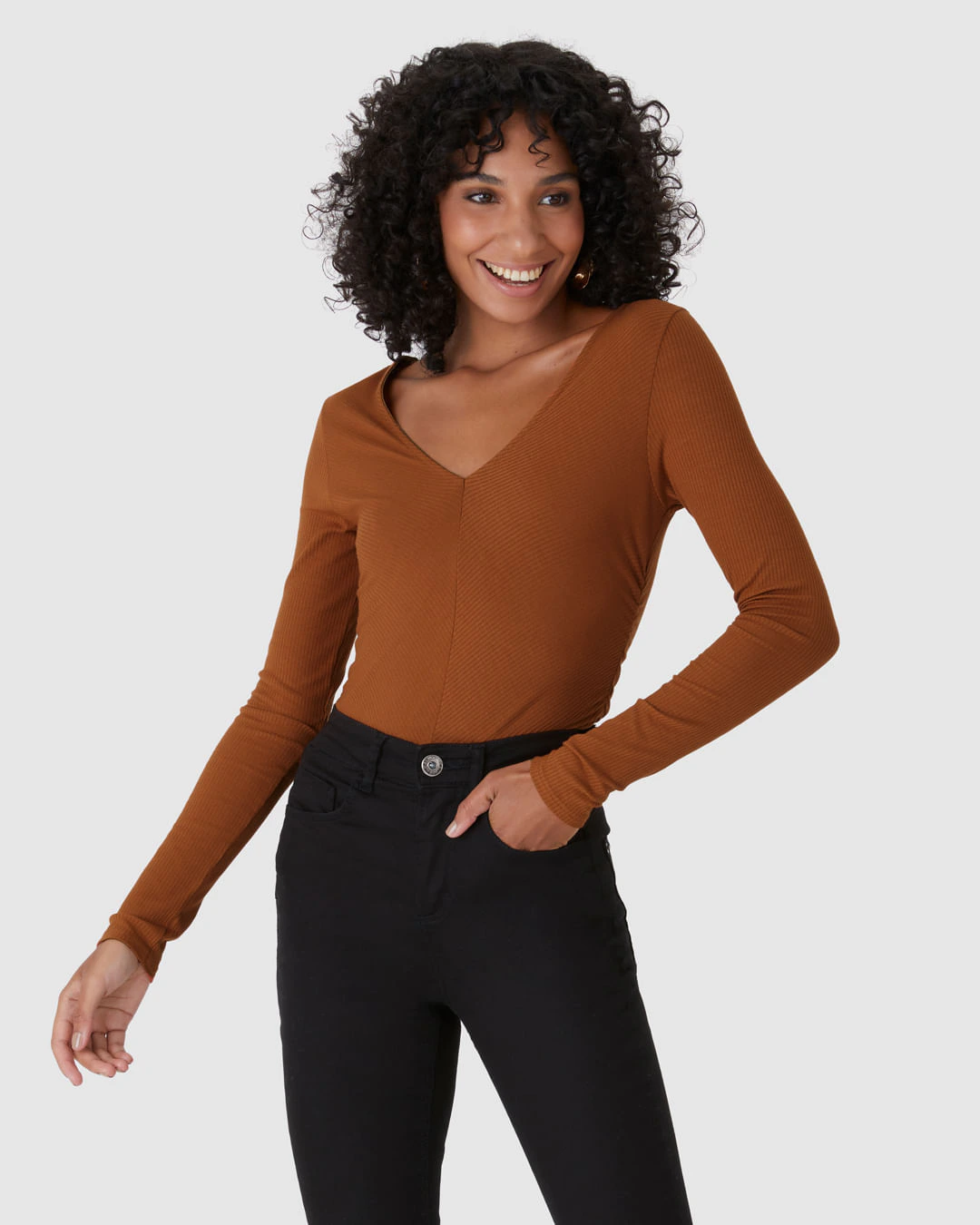 Blusa Justa Feminina Duas Formas De Uso Em Malha Viscose Canelada