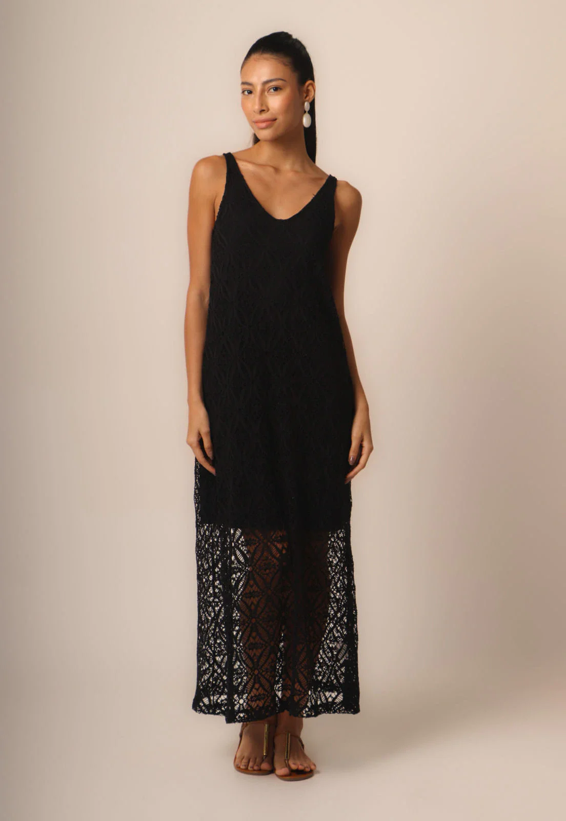 Vestido Renda Rivieira Regata Longo