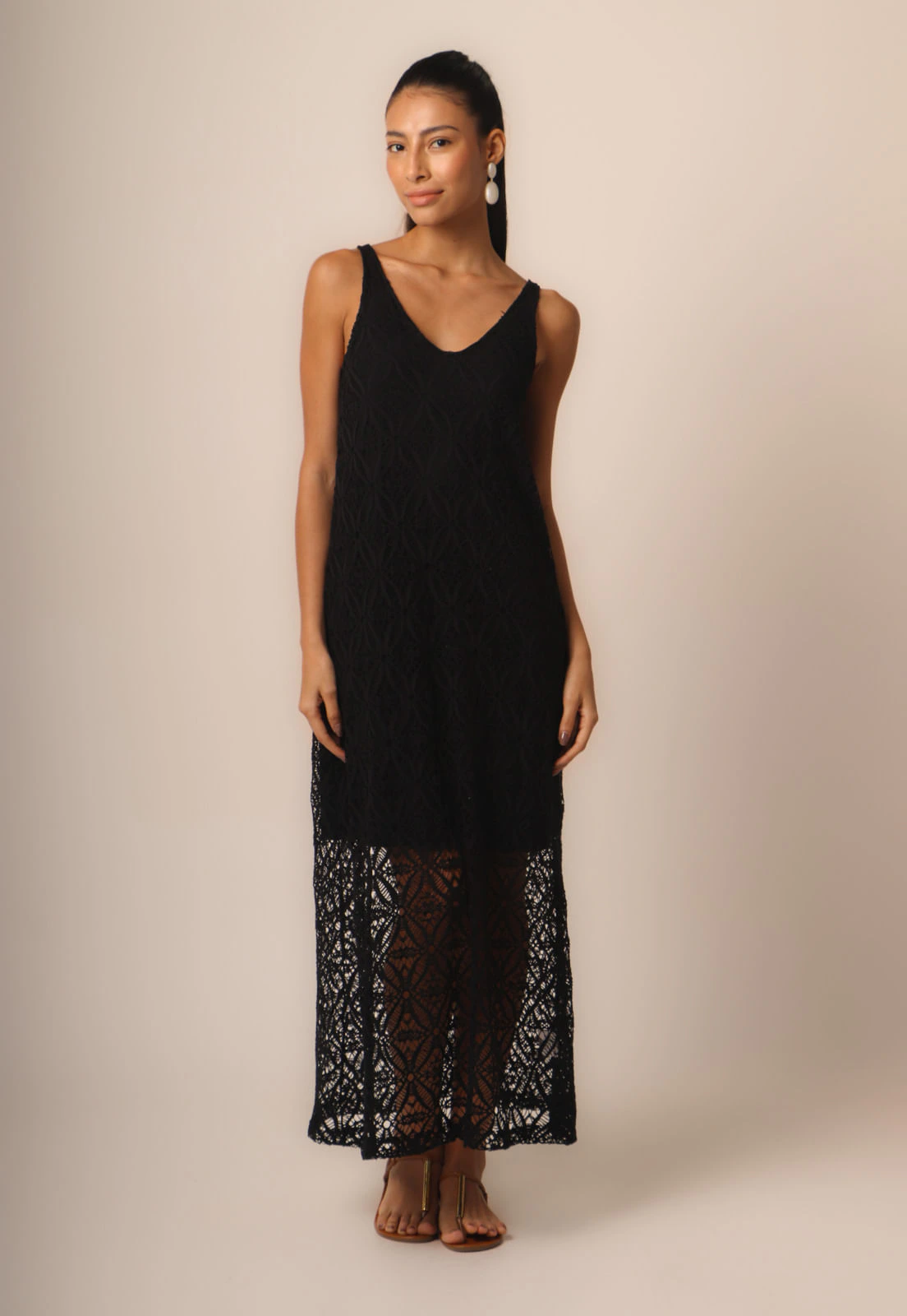 Vestido Renda Rivieira Regata Longo