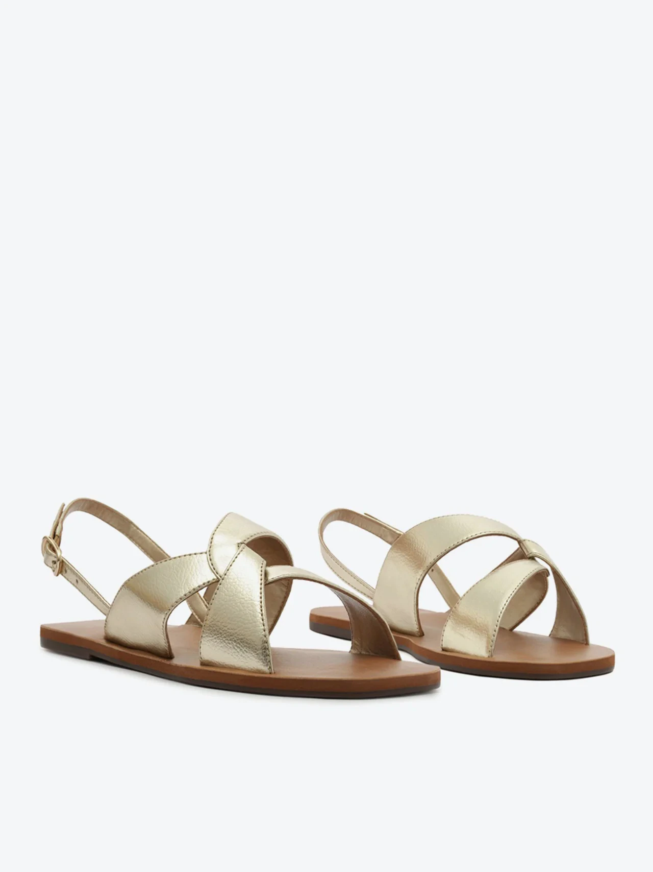 Sandália Rasteira Slingback Boho Dourada