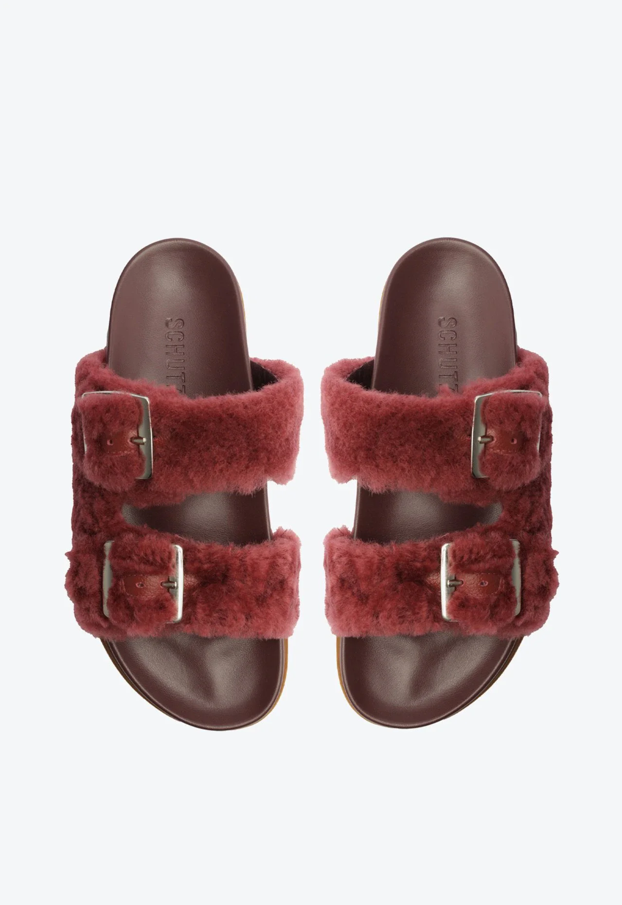 Papete Slide Fivelas Pelos Comfy Vinho