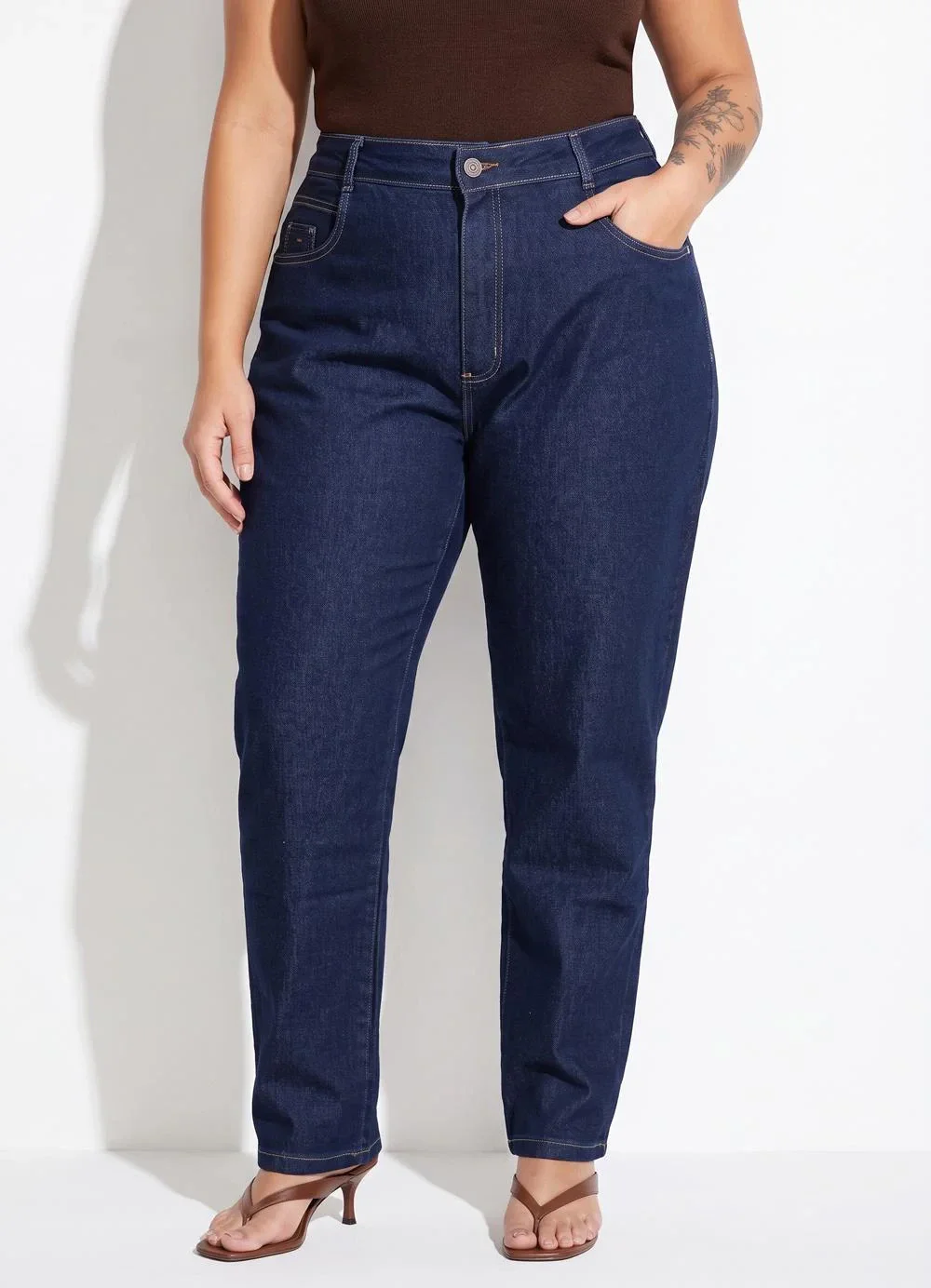 Sawary Jeans - Calça Mom Jeans Plus Size Azul