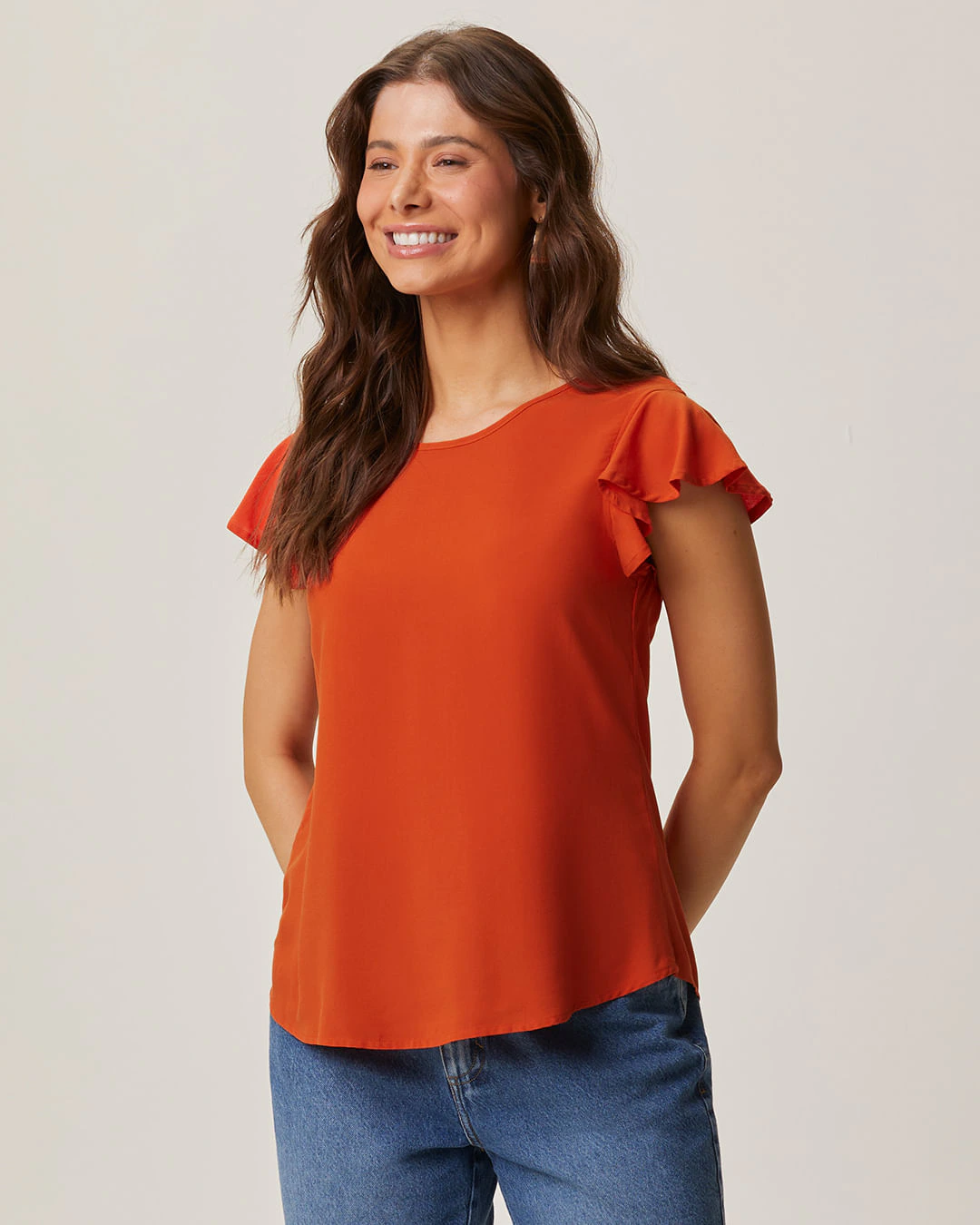 Blusa Feminina Evasê Manga Curta Em Viscose