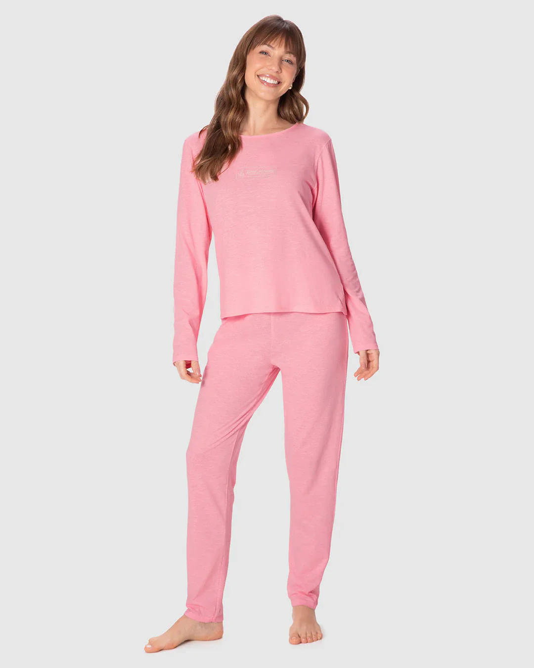 Pijama Longo Feminino Good Morning Pajamas All Day Em Malha Fio A Fio