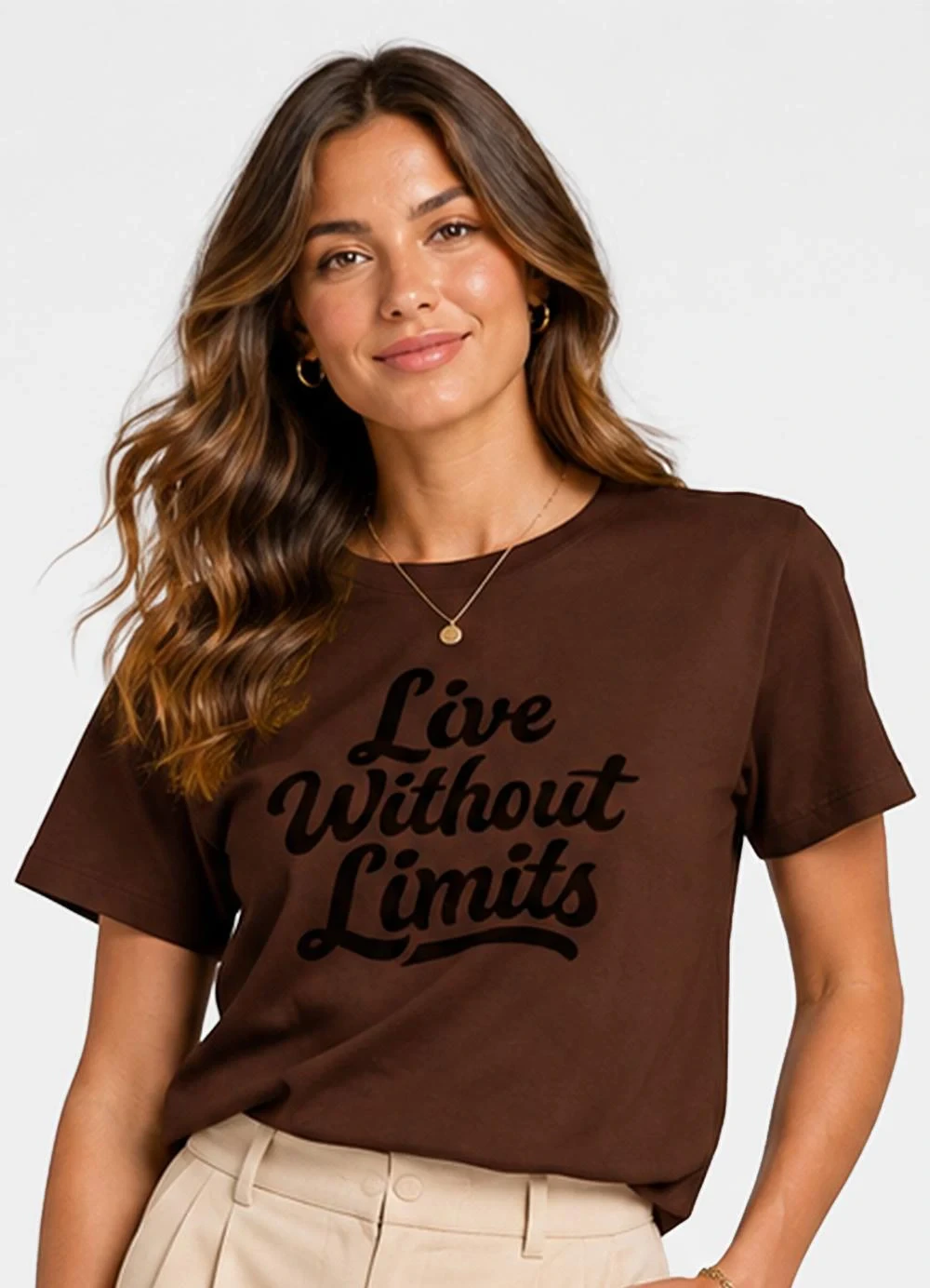 Infinita Cor - Blusa Manga Curta Estampada Marrom