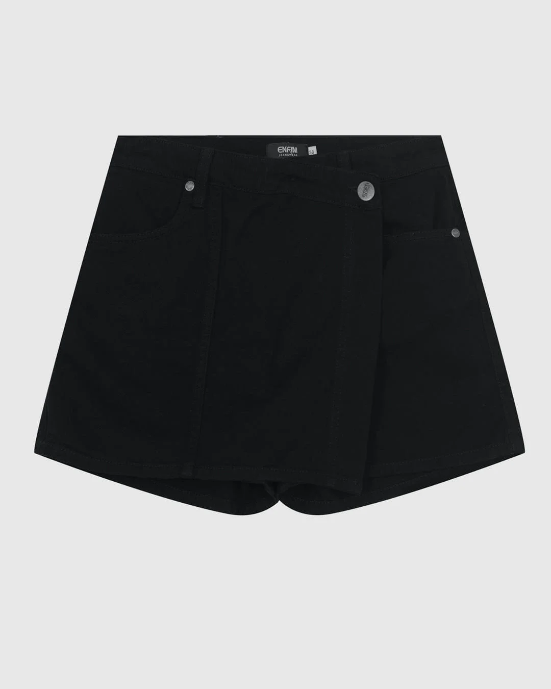 Shorts Saia Feminino Evasê Cintura Média Em Sarja - ENFIM