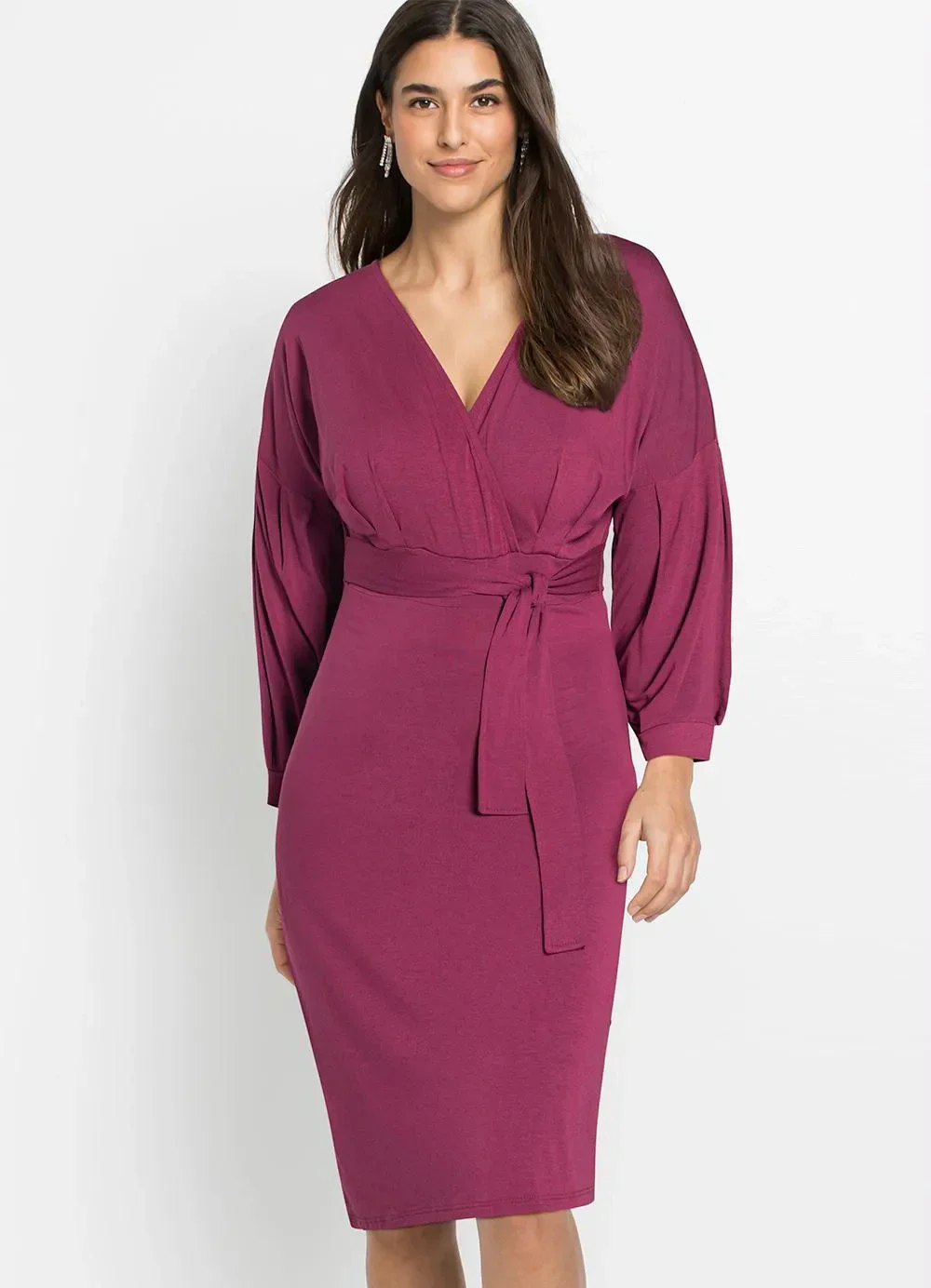 bonprix - Vestido Bordô em Malha de Viscose
