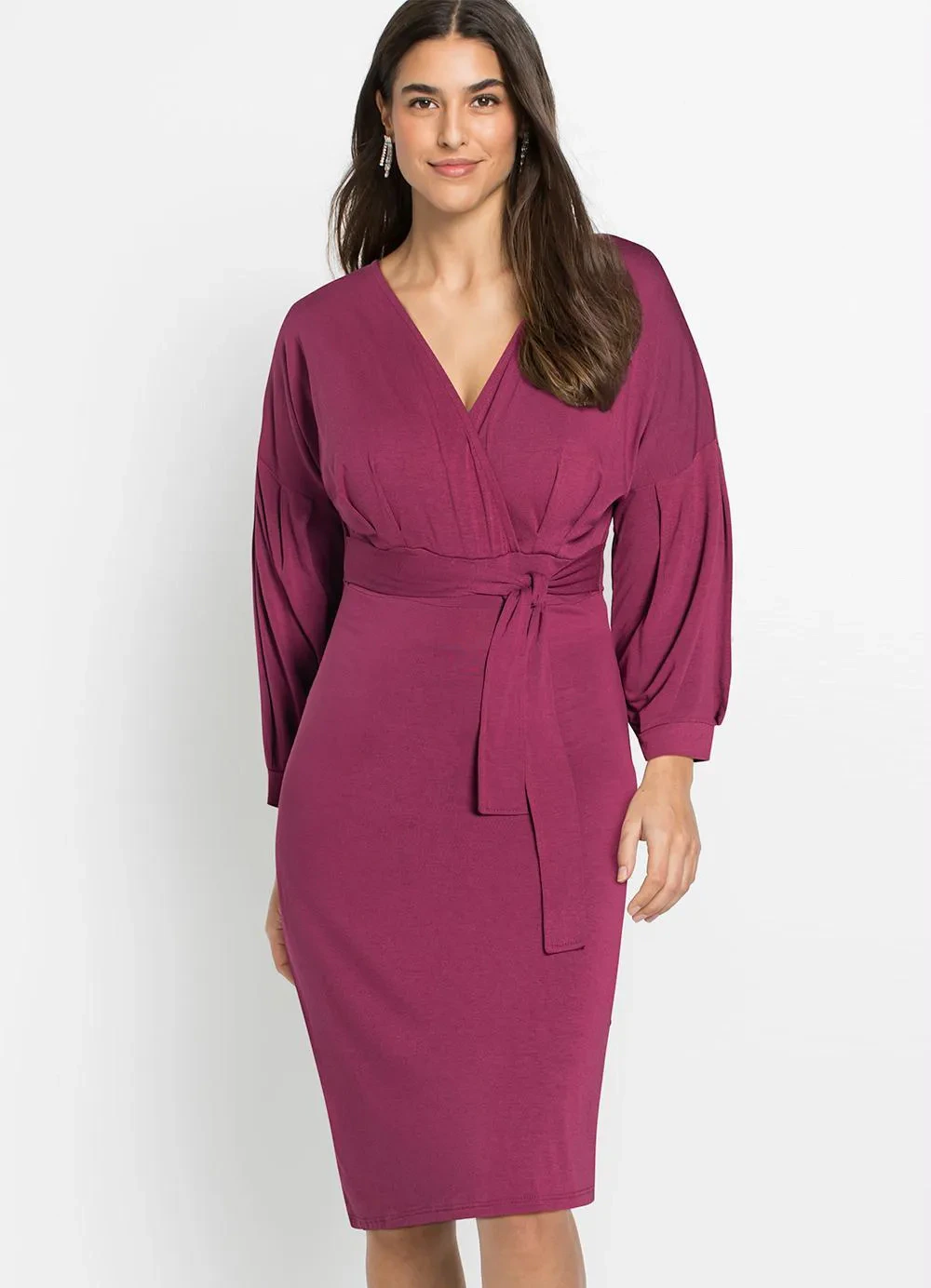 bonprix - Vestido Bordô em Malha de Viscose