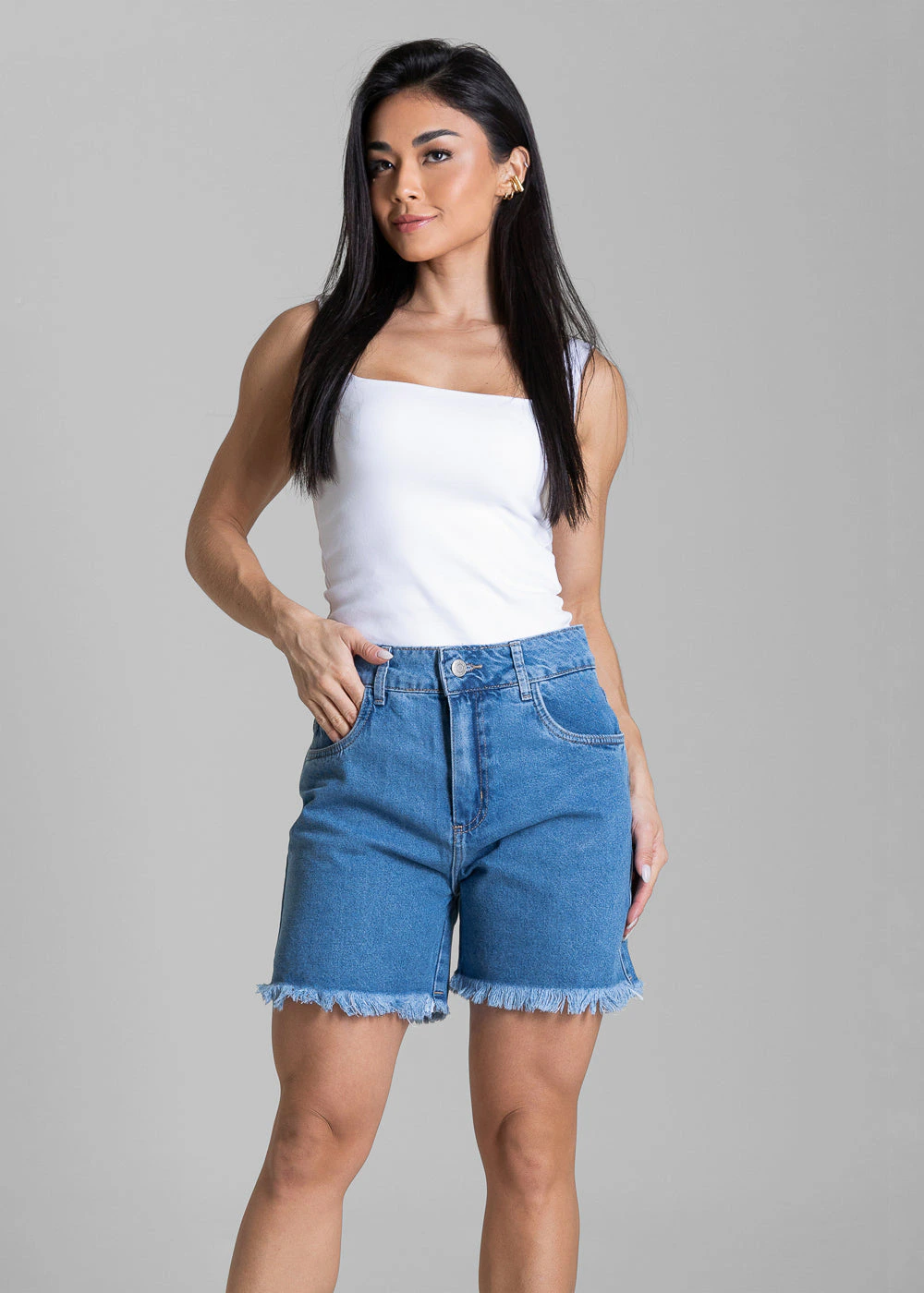 Shorts Jeans Barra Desfiada Sawary - 284512 AZUL