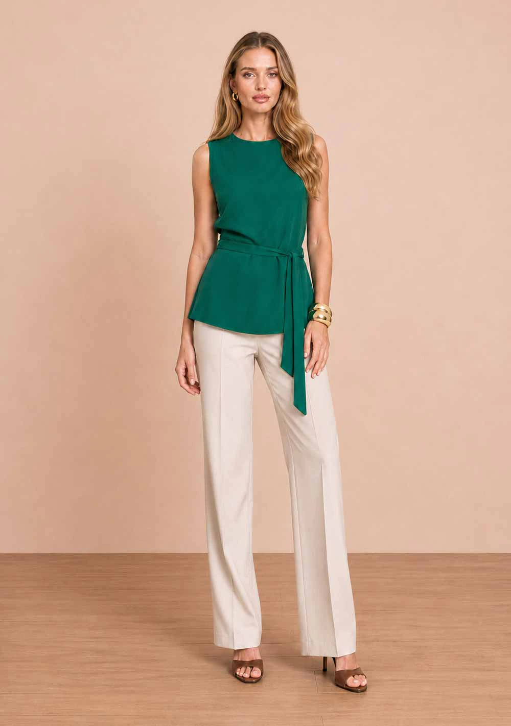 Blusa Alongada Flor de Chá Verde