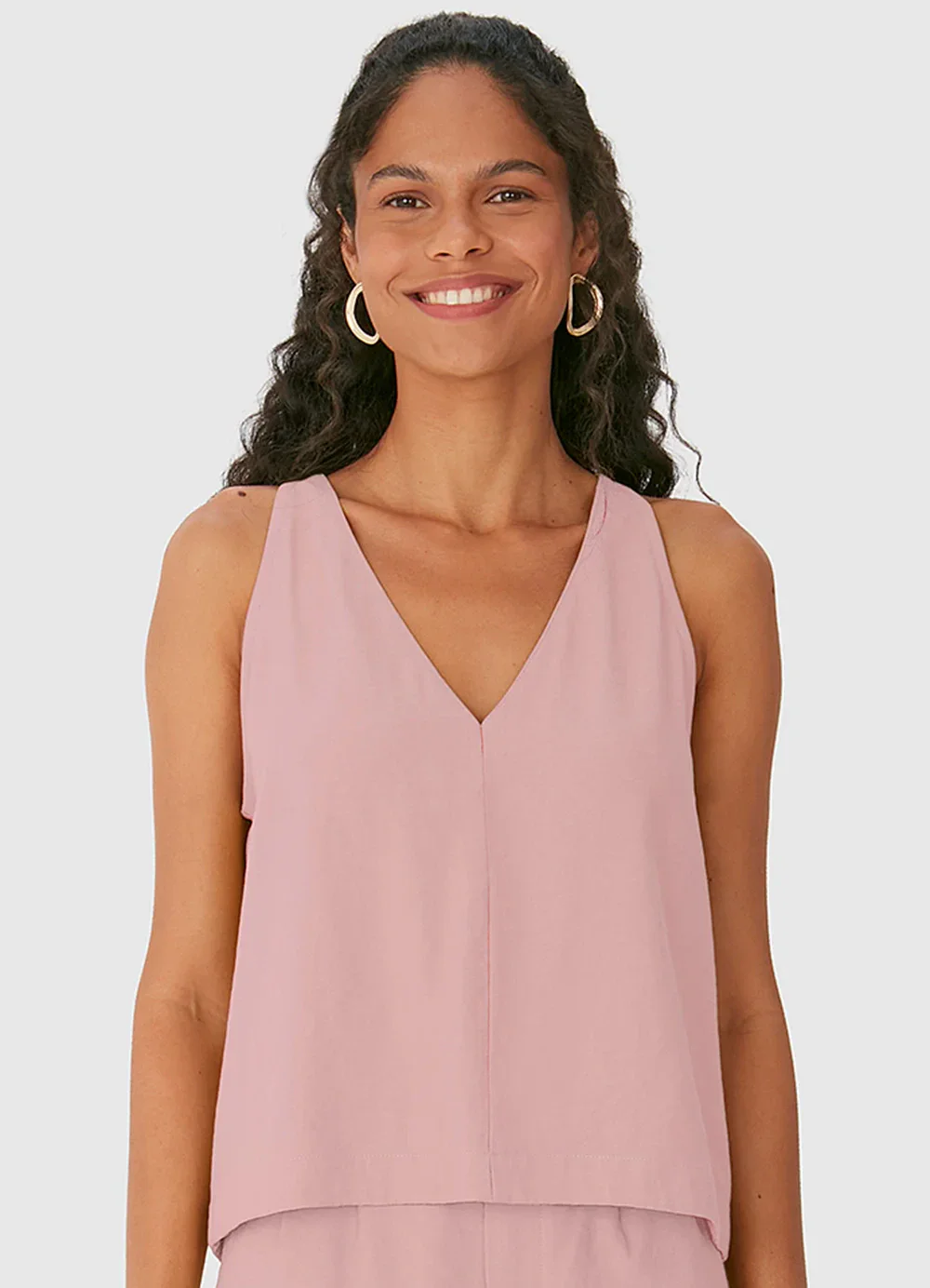 Malwee - Blusa Ampla Alfaiataria Rosa Pálido
