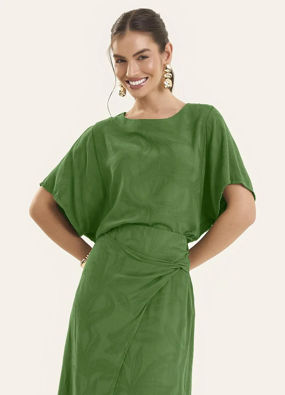 Rovitex - Blusa Feminina Estampada Viscose Verde