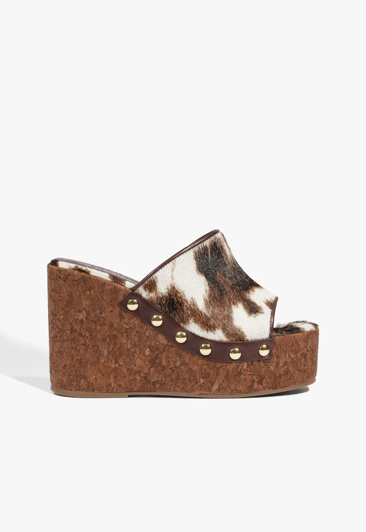 Sandália Tamanco Anabela Animal Print