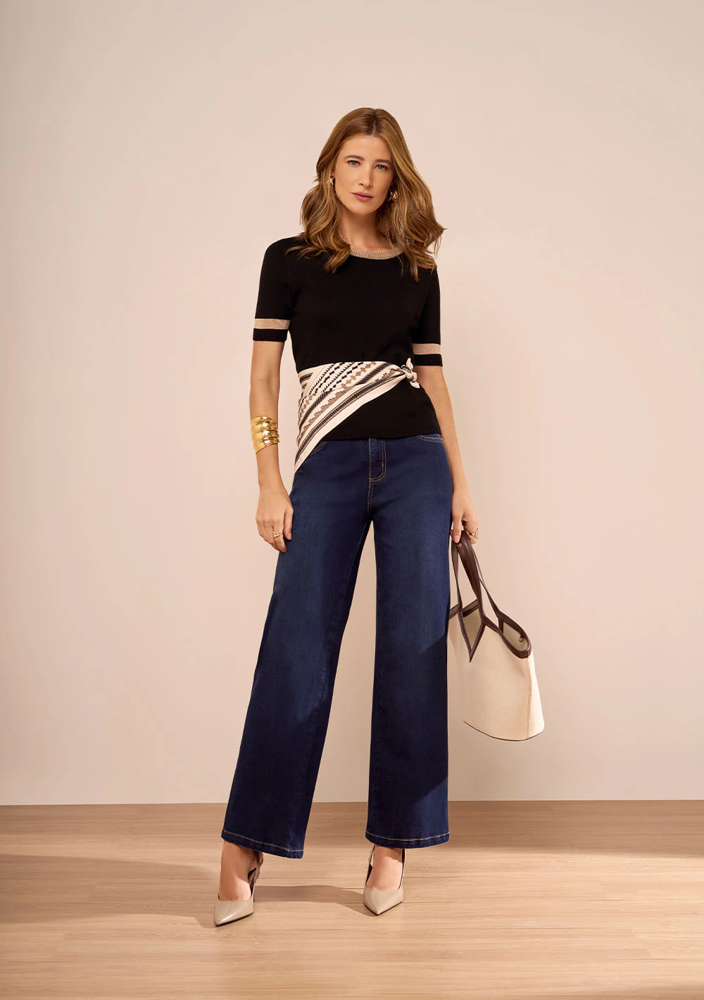 Calça Maria.Valentina Wide Média Azul