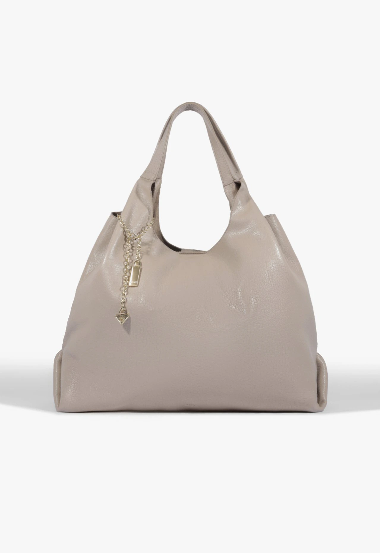 Bolsa Hobo Grande Agnes Couro Cinza