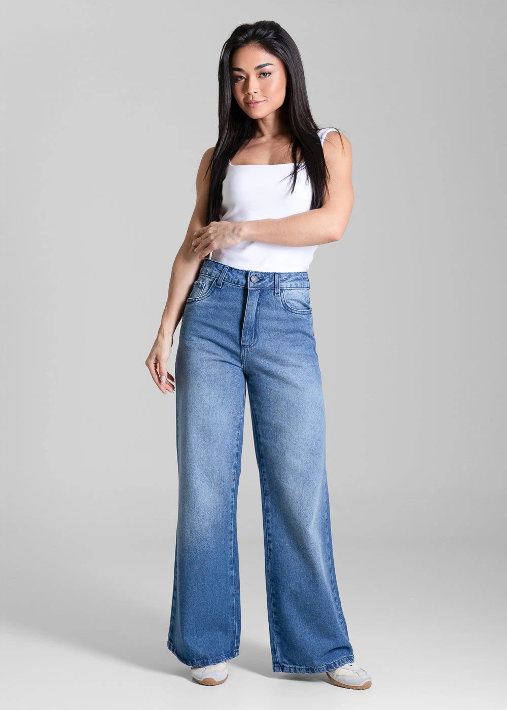 Calça Jeans Sawary Wide Leg Petit - 284456 AZUL