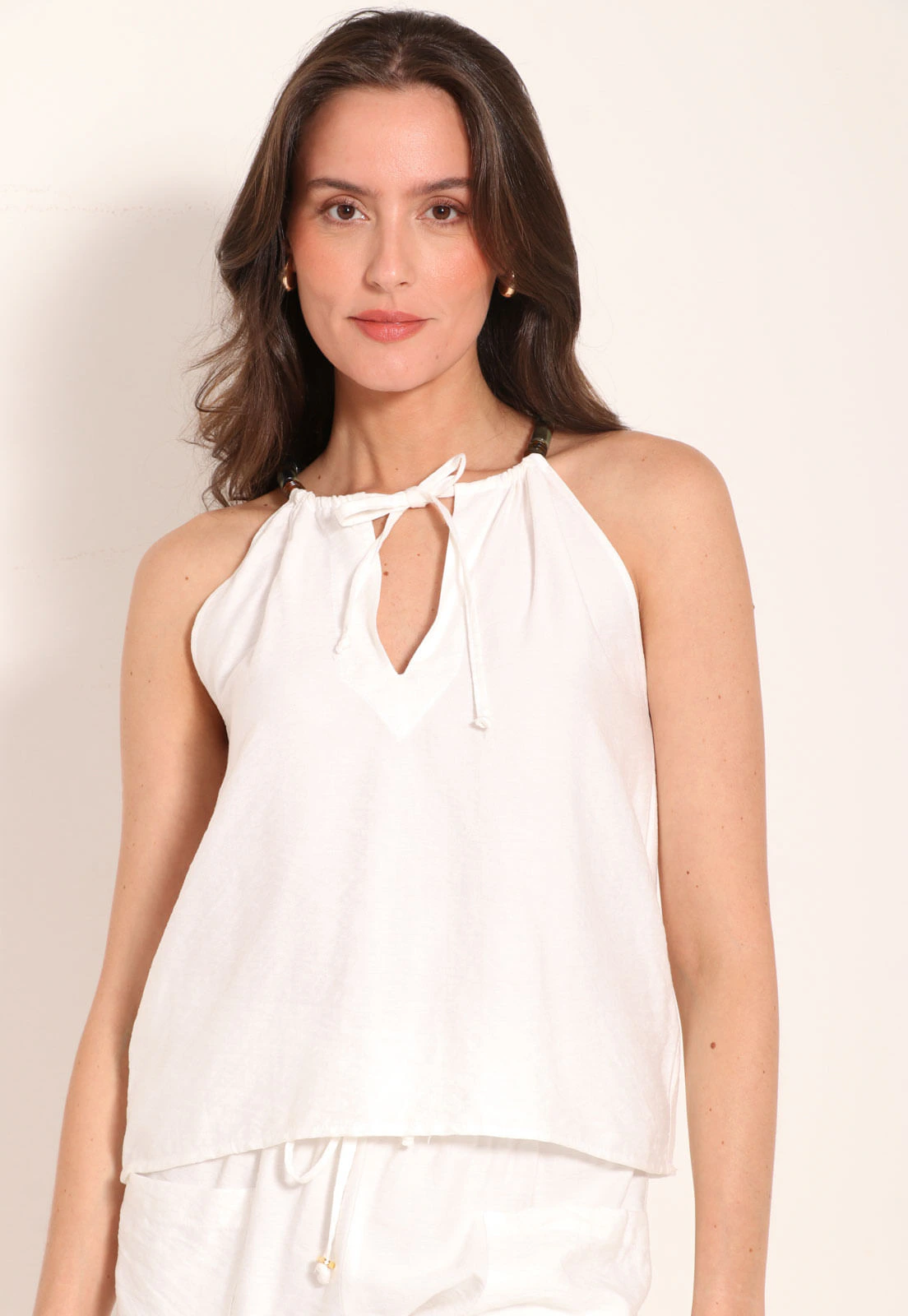 Regata em Bamboo Rayon Frente Única com Alça Halter