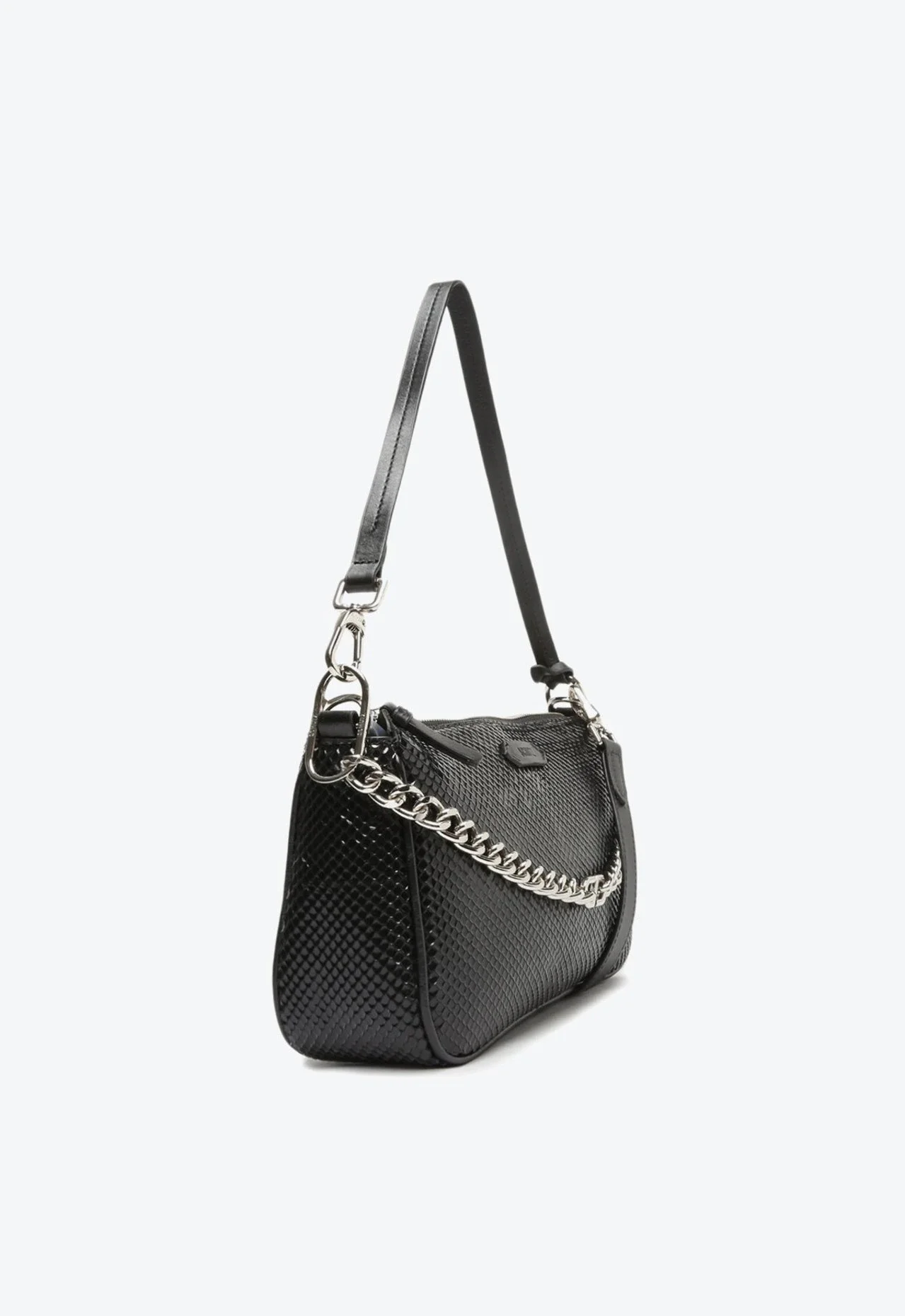 Bolsa Tiracolo Grande Emmy Couro Snake Preta