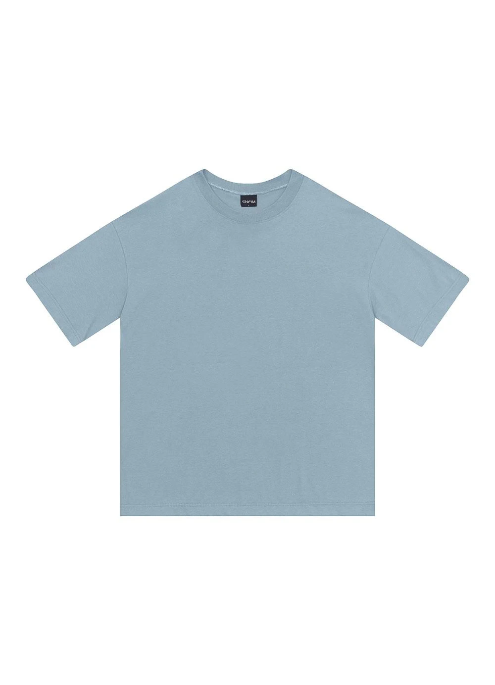 Enfim - Camiseta Ampla em Malha Azul Pastel