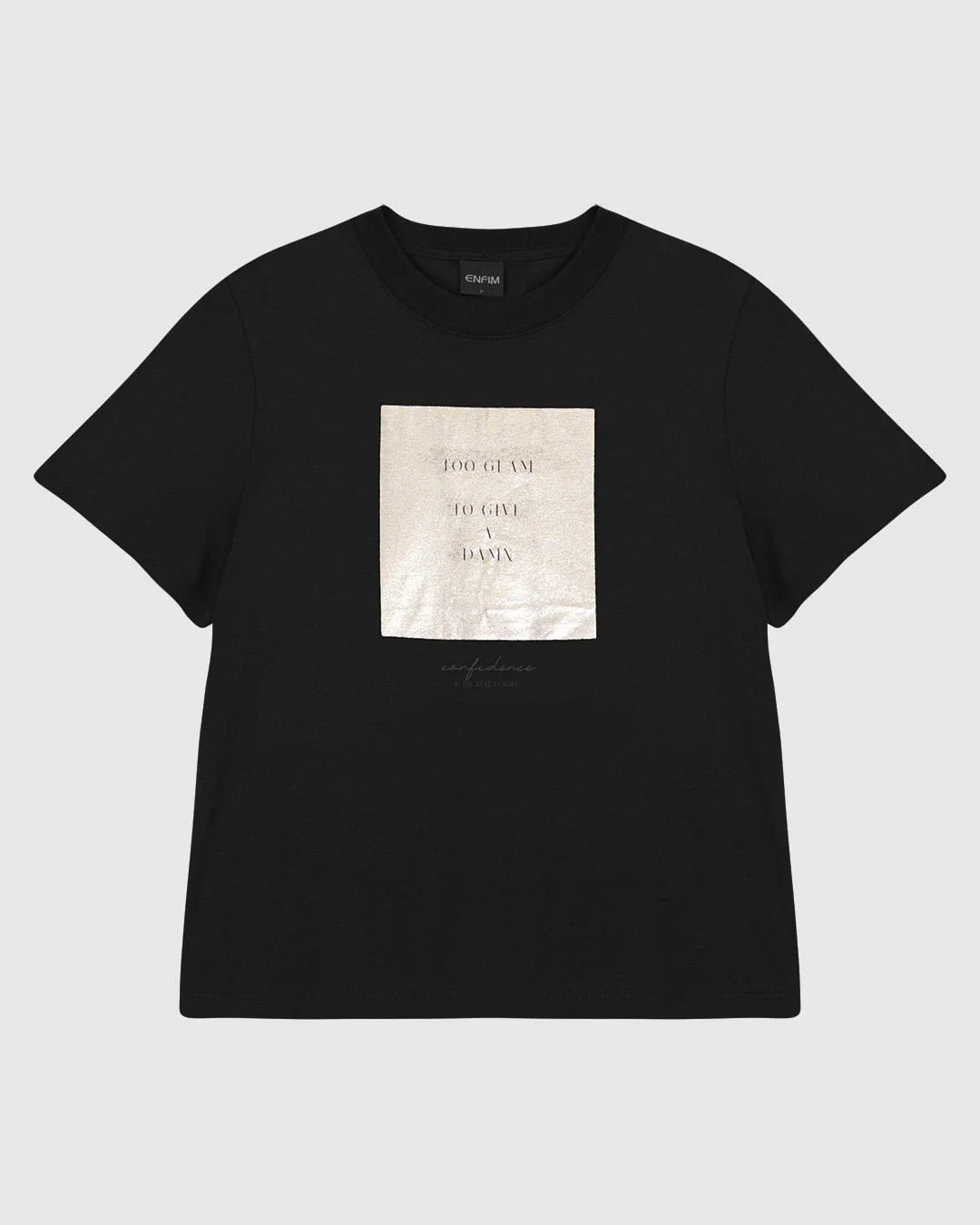 Camiseta Feminina Estampa Metalizada Too Glam To Give A Dama Em Algodão - ENFIM