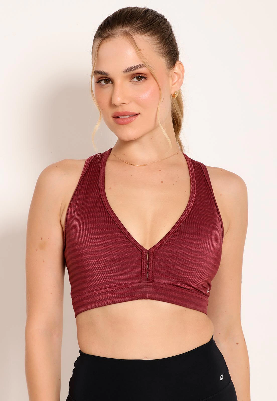 Top Fitness Nadador New Ikat Com Decote em V