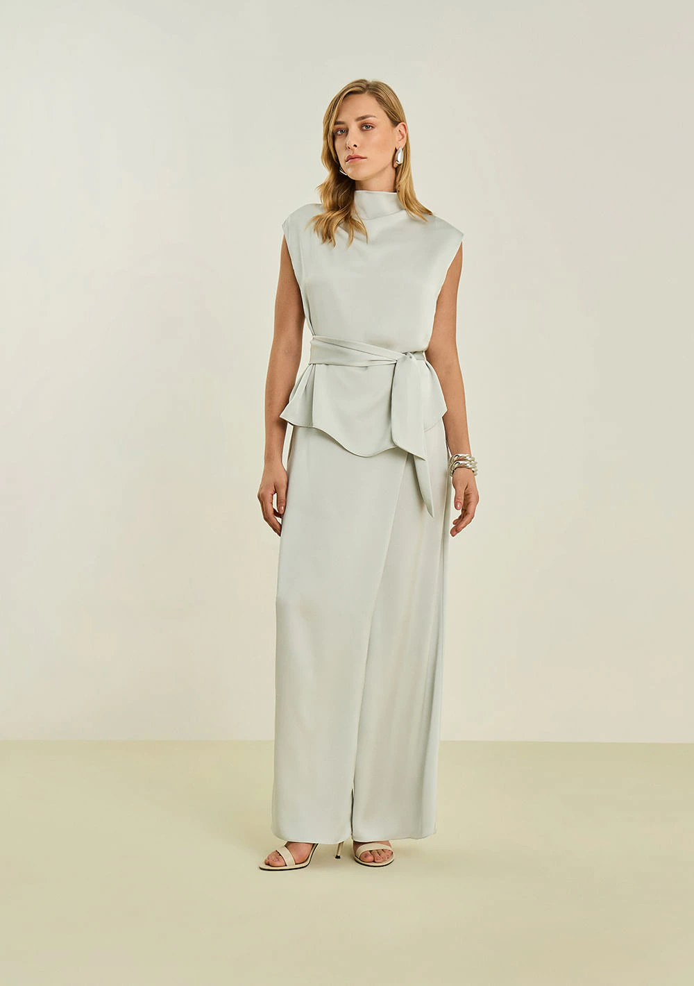 Calça Maria.Valentina Pantalona Alta Cinza
