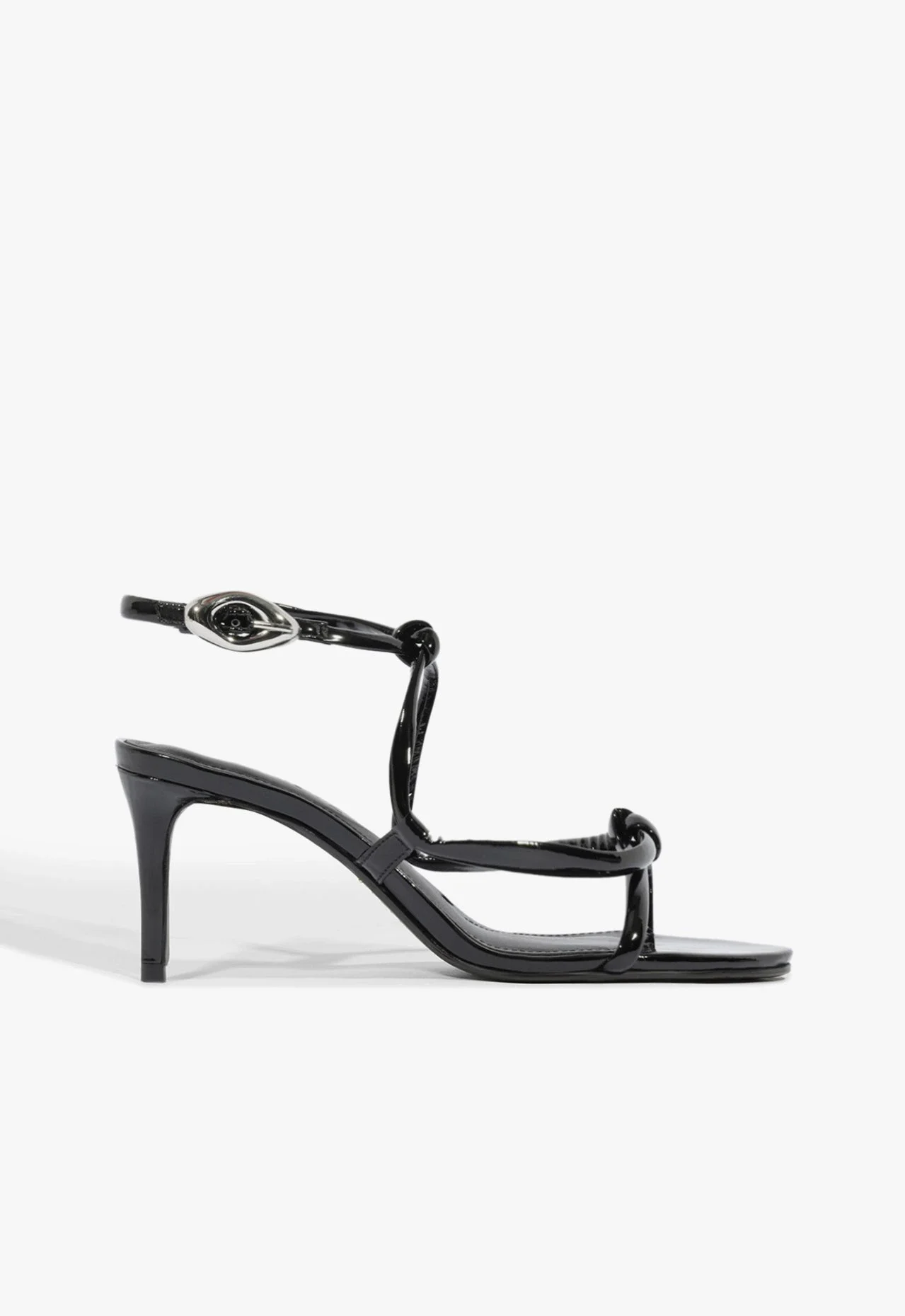 Sandália Salto Glam Curves Couro Preta